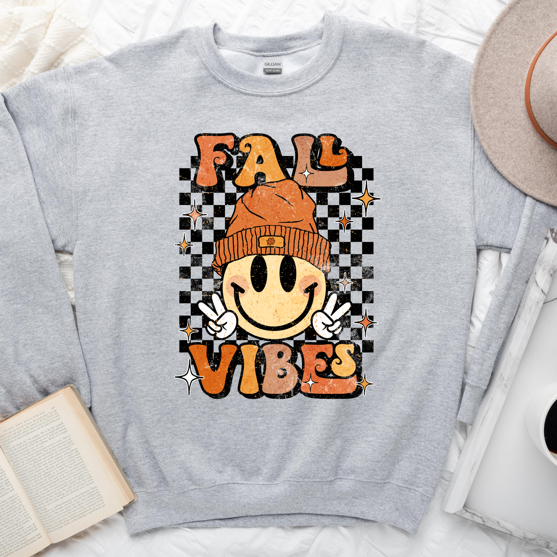 Wholesale Smiley Fall Vibes Graphic Tee - Sand Sweatshirt