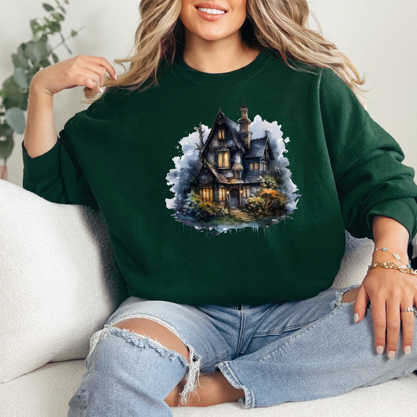 Wholesale Spooky Cottage Sweatshirt - Forest Sweatshirt