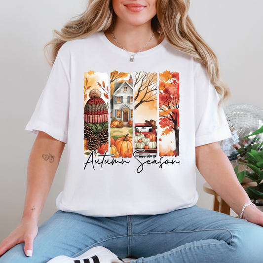 Wholesale Autumn Season Graphic Tee - White Tee