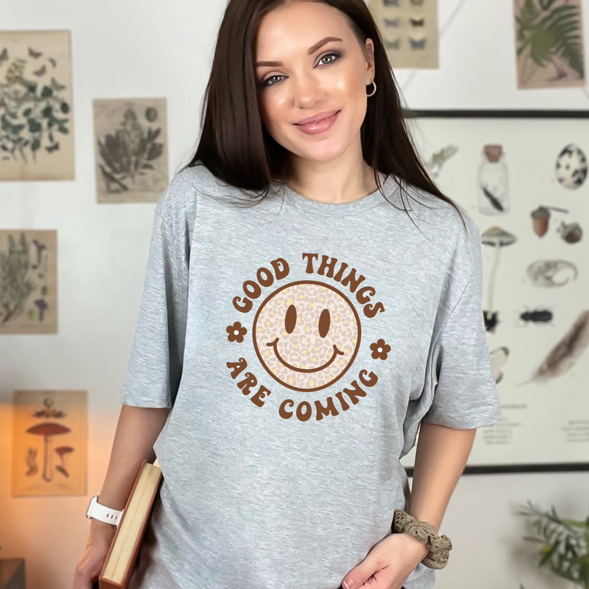 Wholesale Good Things are Coming Graphic Tee - Heather Grey Tee