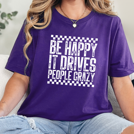 Wholesale Happy Drives People Crazy Graphic Tee - Team Purple