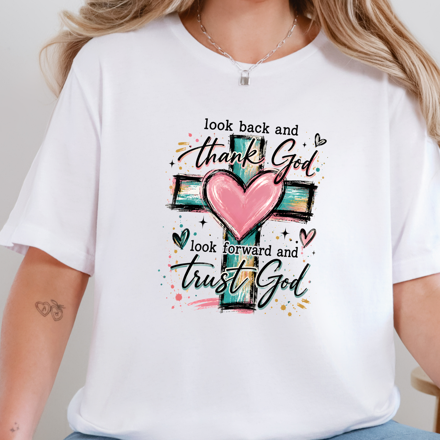 Wholesale Thank God and Trust God Graphic Tee - White