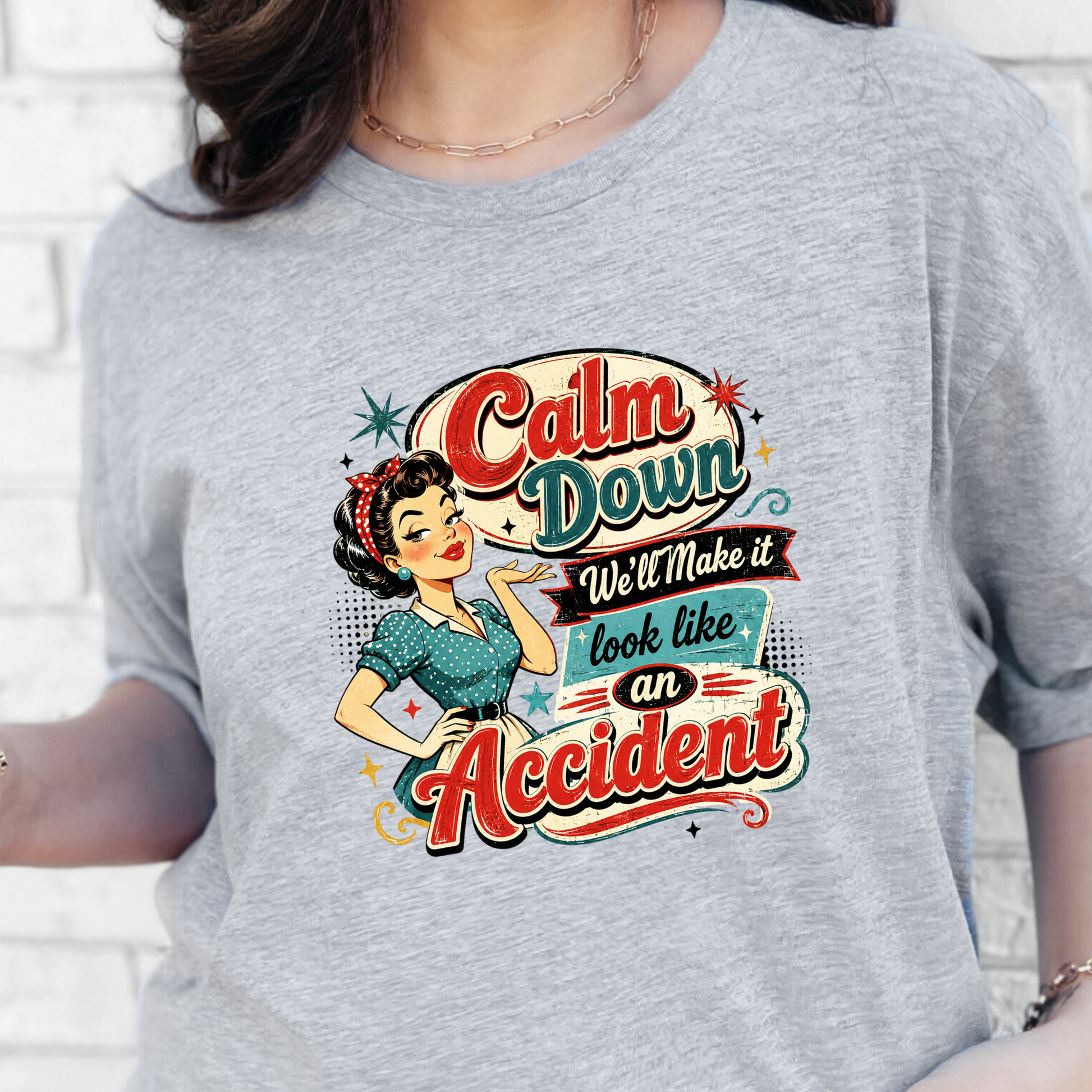 Wholesale Vintage Calm Down Graphic Tee - Grey