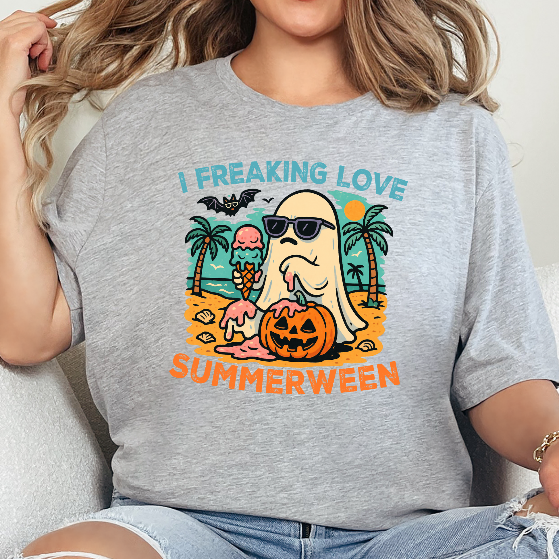 Wholesale Love Summerween Graphic Tee - Grey