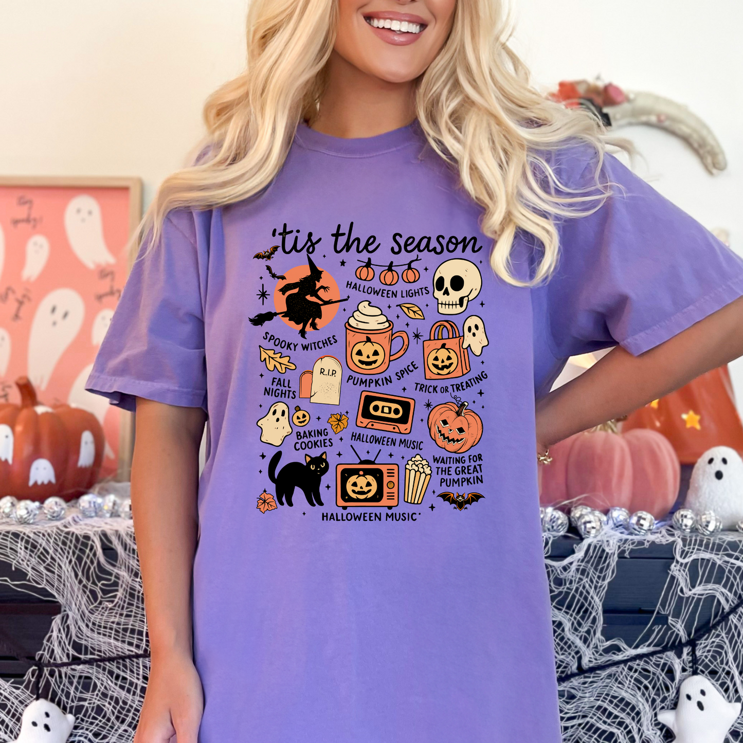 Wholesale Halloween Tis the Season Graphic Tee - CC Violet Tee