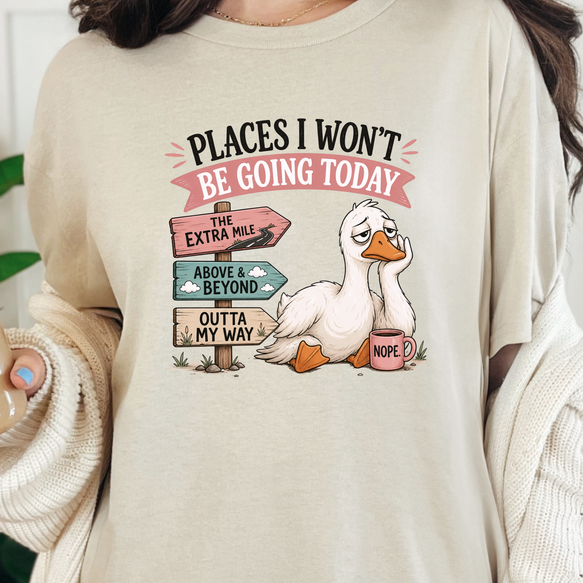 Wholesale Lazy Tired Goose Graphic Tee - Natural