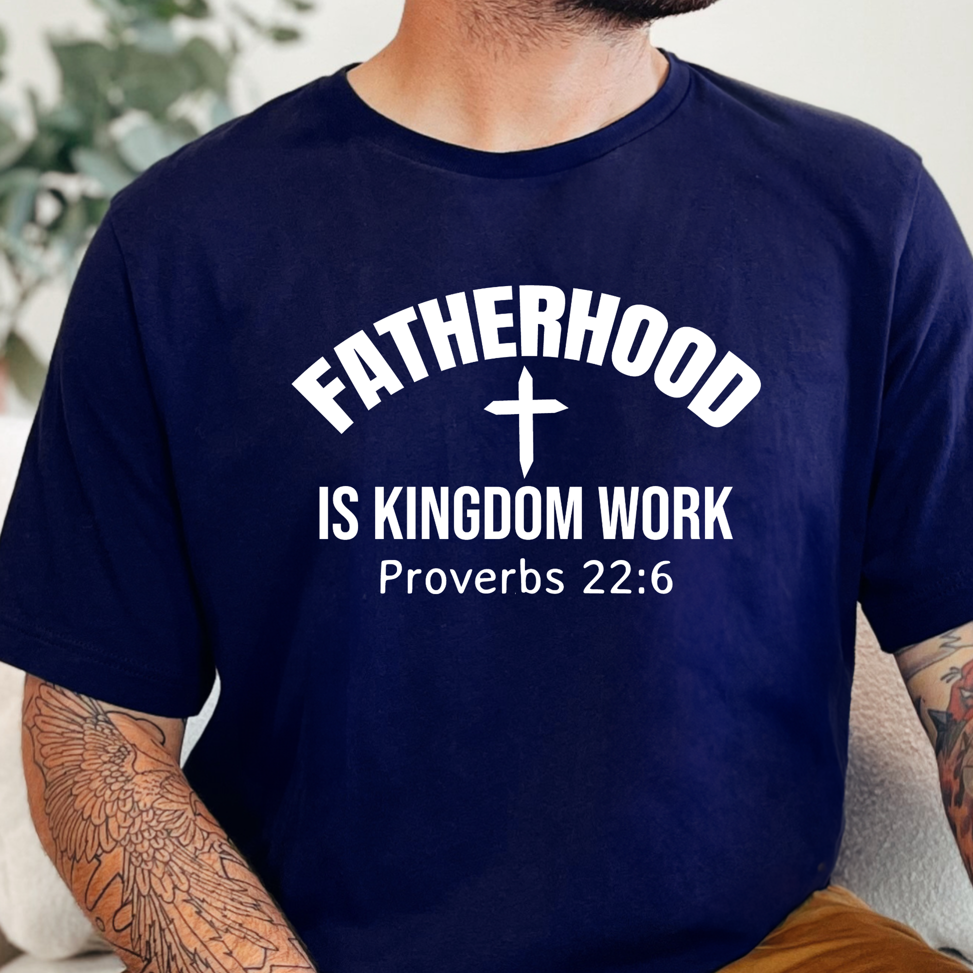 Wholesale Fatherhood Kingdom Work Graphic Tee - Navy