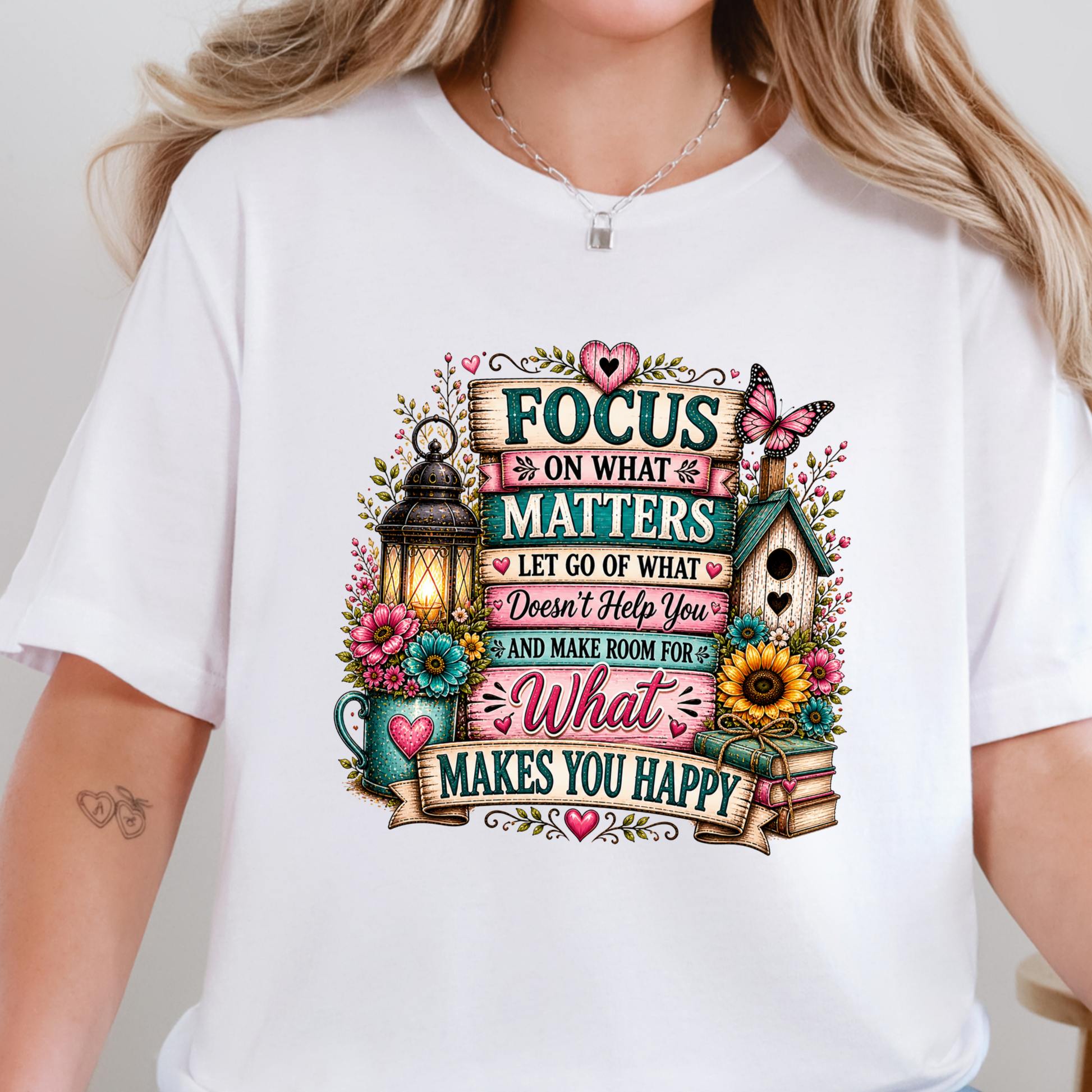 Wholesale Floral Inspiration Graphic Tee - White