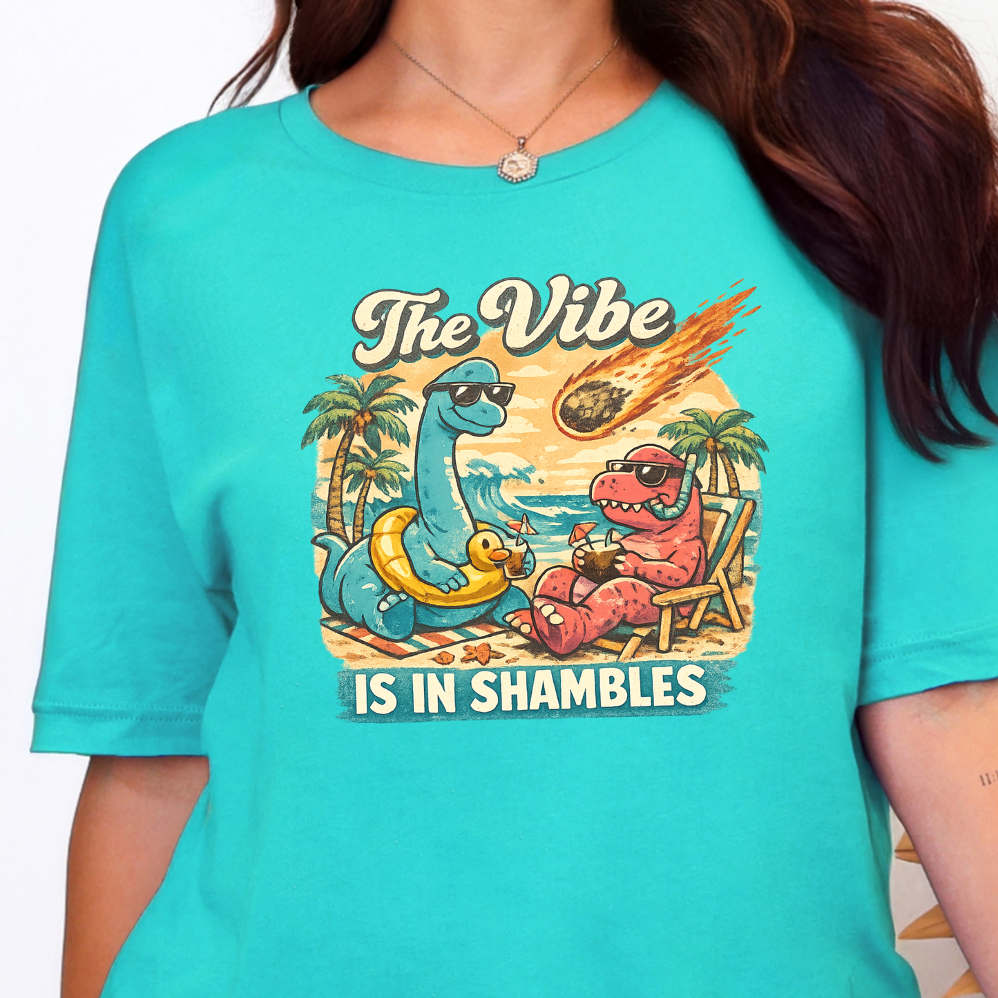 Wholesale The Vibe is in Shambles Graphic Tee - Heather Sea Green