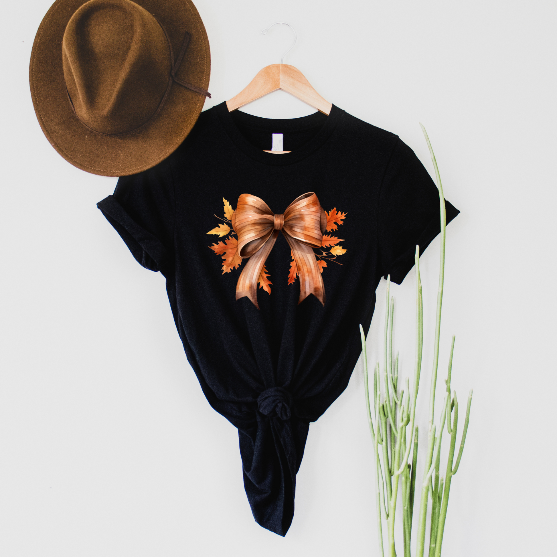 Wholesale Fall Bow Graphic Tee - White Tee