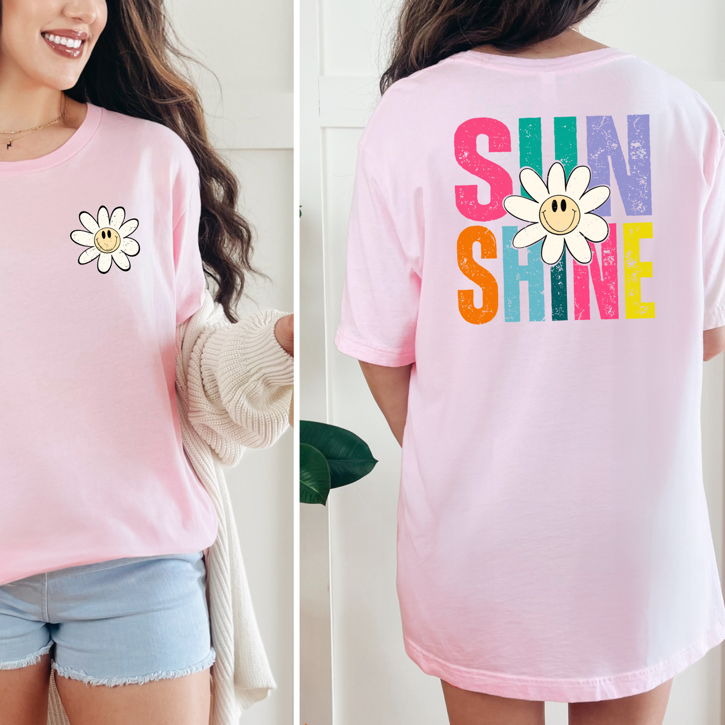 Wholesale Sunshine Daisy Graphic Tee - Pink