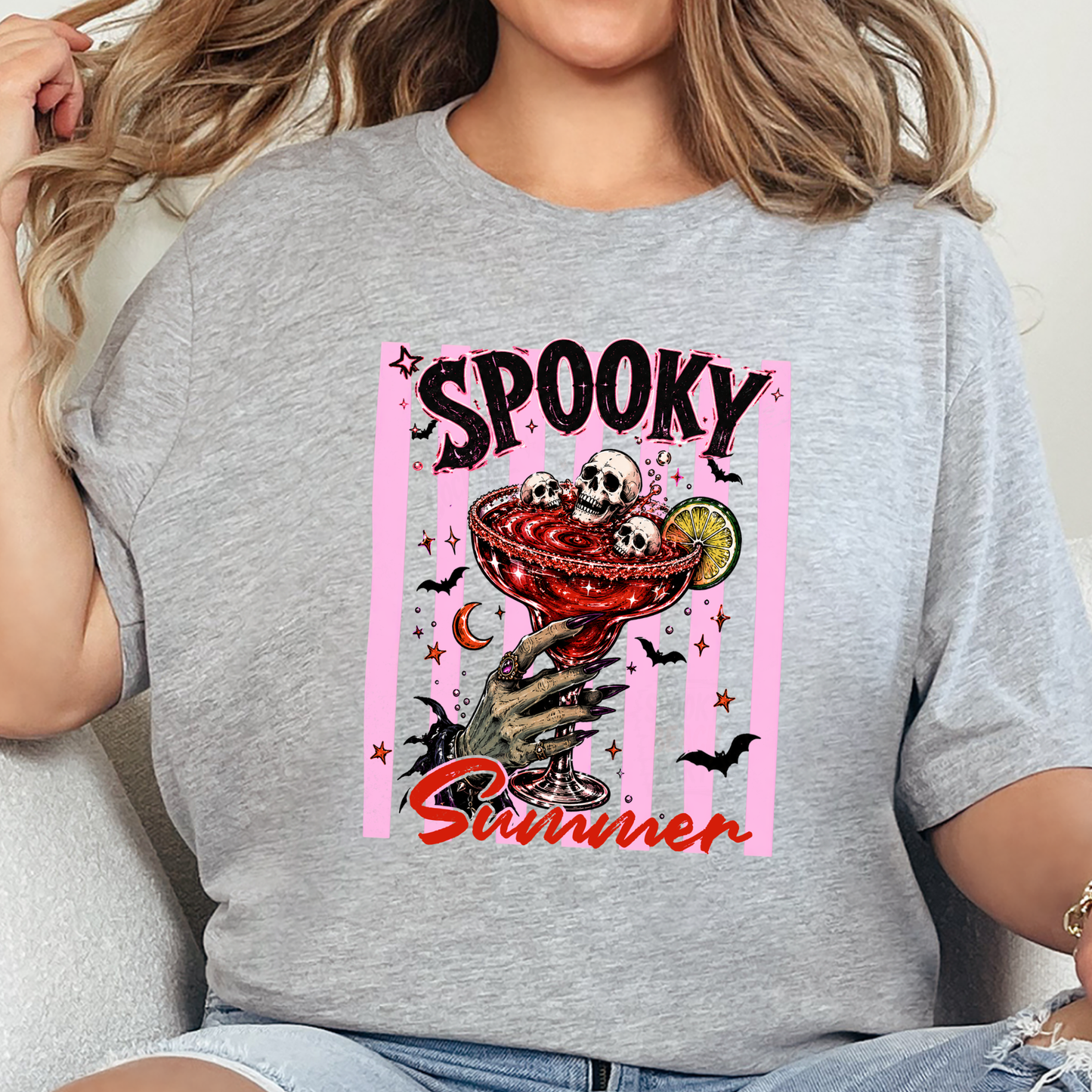 Wholesale Spooky Summer Margarita Graphic Tee - Grey