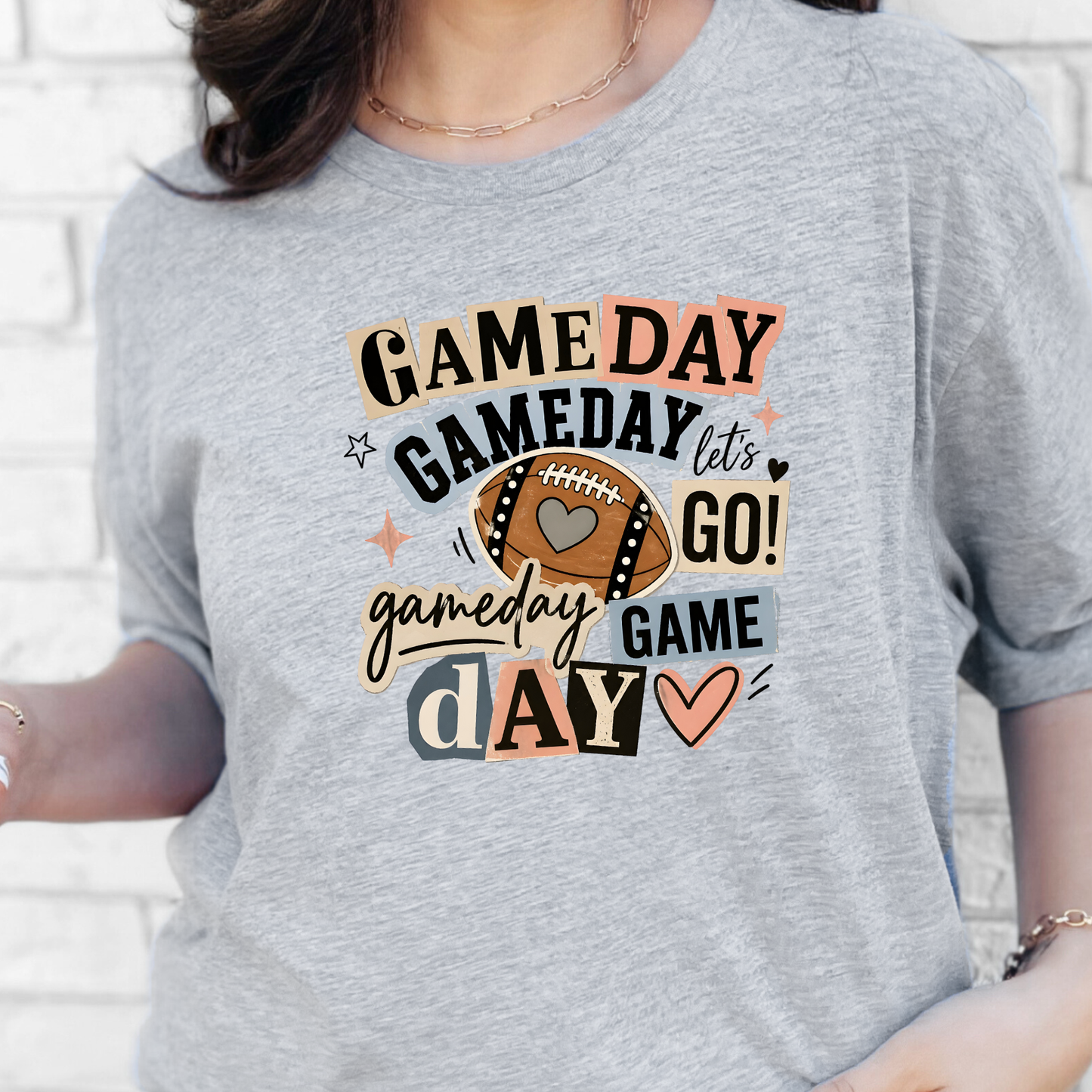 Wholesale Retro Game Day Graphic Tee - Grey