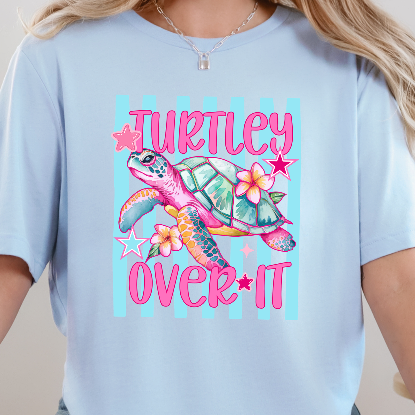 Wholesale Turtley Over It Graphic Tee - Baby Blue