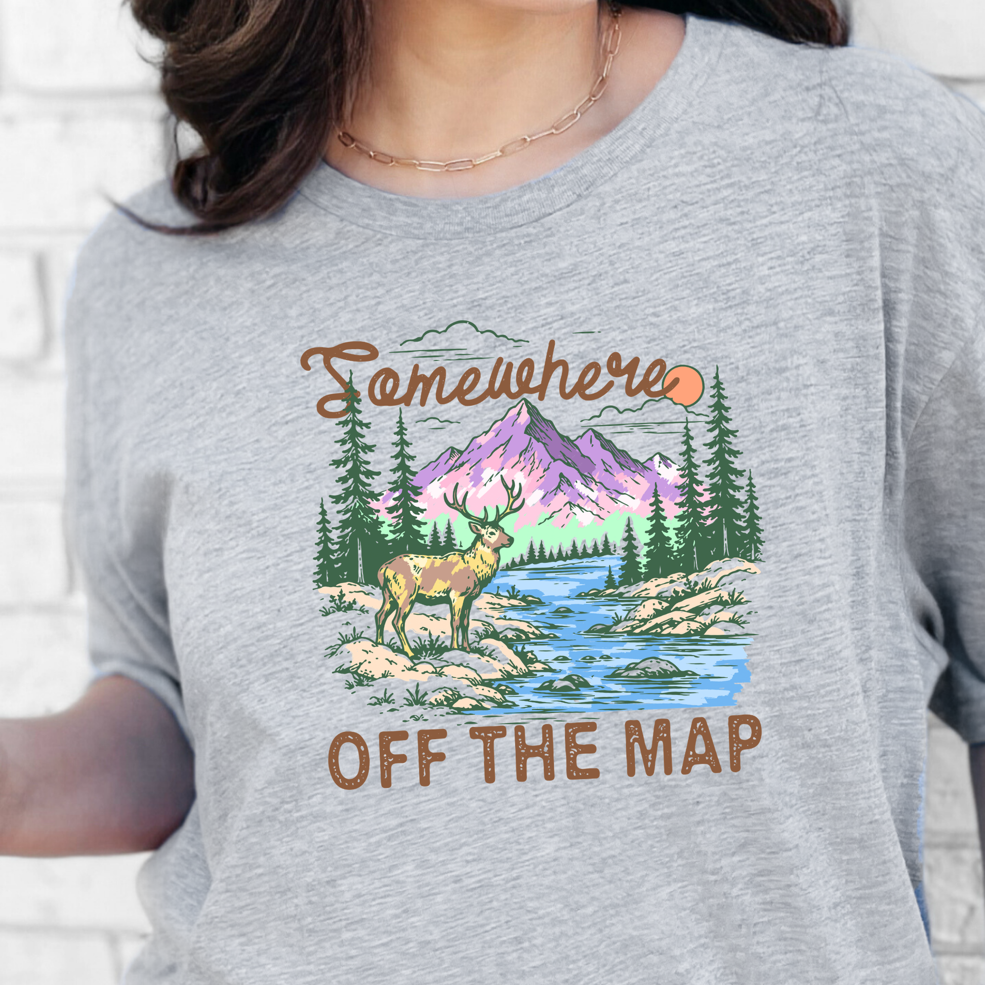 Wholesale Somewhere Off The Map Graphic Tee - Grey