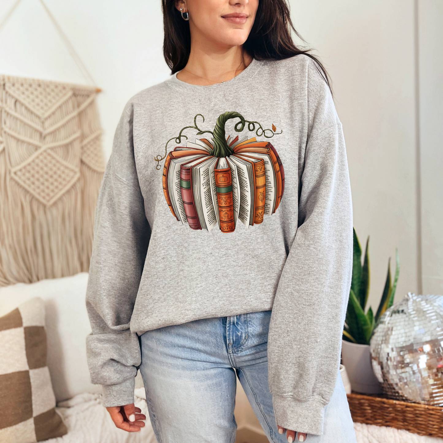 Wholesale Fall Book Pumpkin Sweatshirt - Grey Sweatshirt