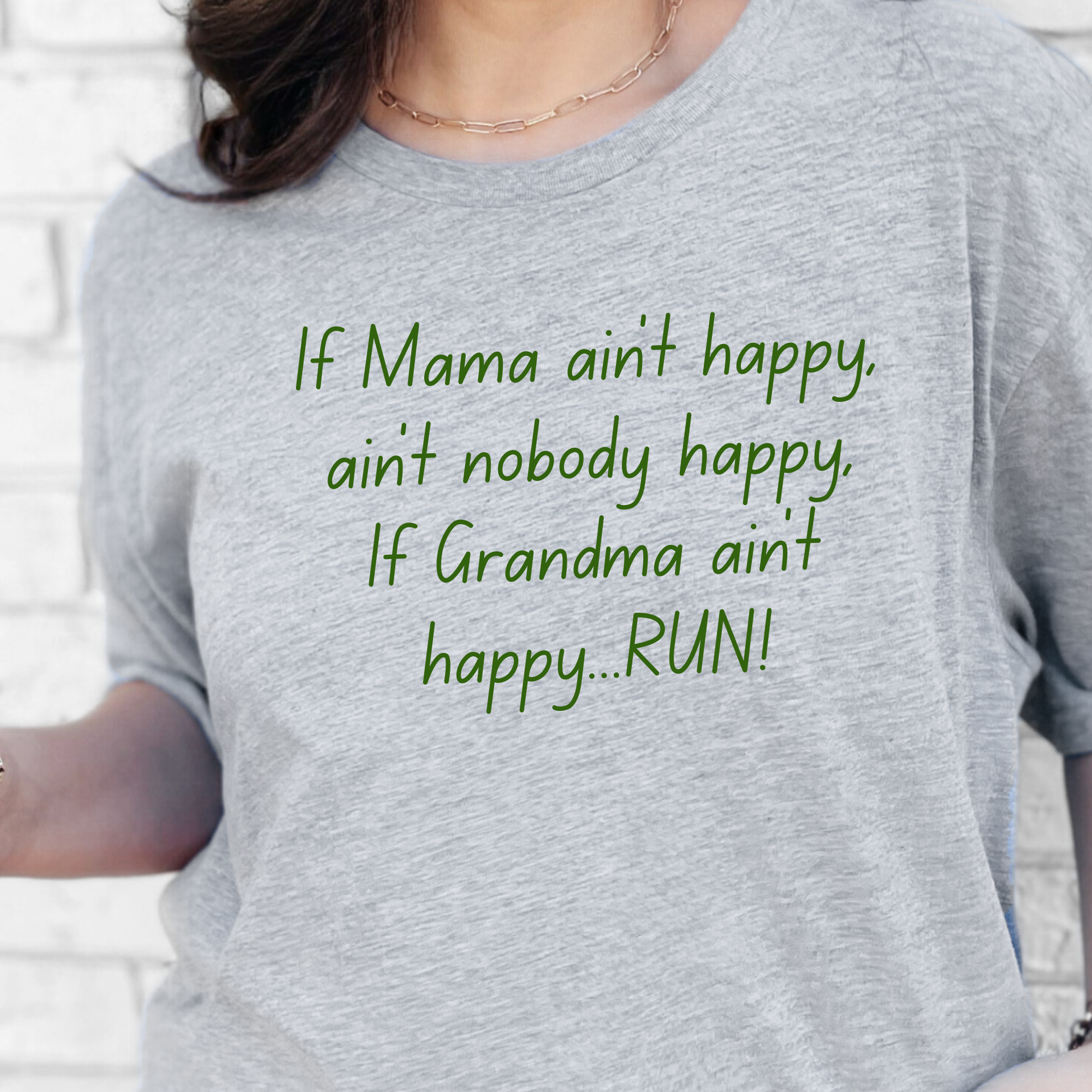 Wholesale If Grandma ain’t happy...RUN! Graphic Tee - Grey