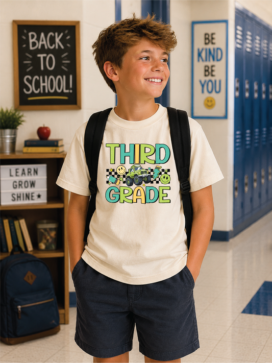 Boys 3rd Grade Truck Back to School Graphic Tee