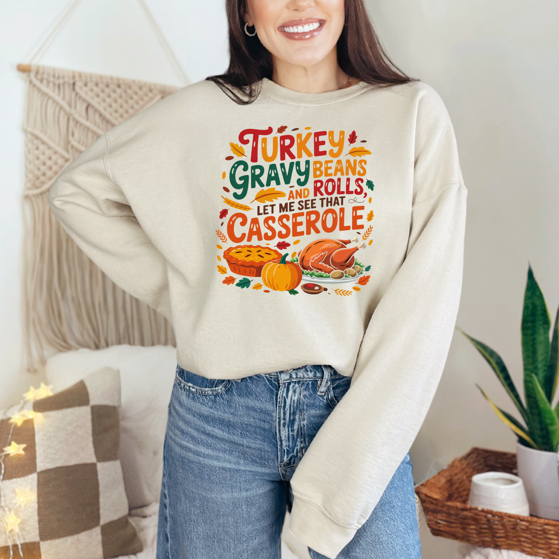 Wholesale Turkey Gravy Casserole Sweatshirt - Sand Sweatshirt