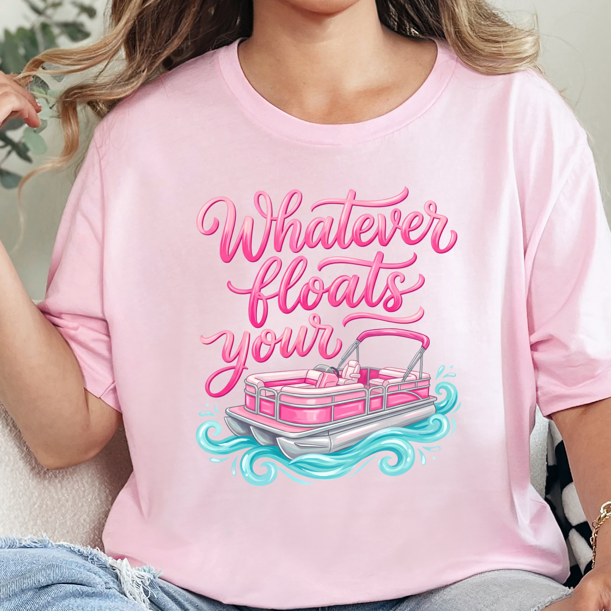 Wholesale Whatever Floats Your Boat Graphic Tee - Soft Pink