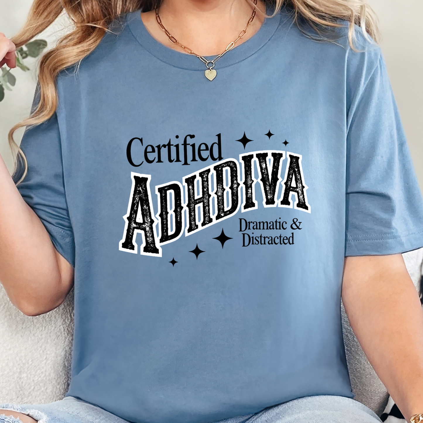 Wholesale Certified ADHDIVA Graphic Tee - Steel Blue