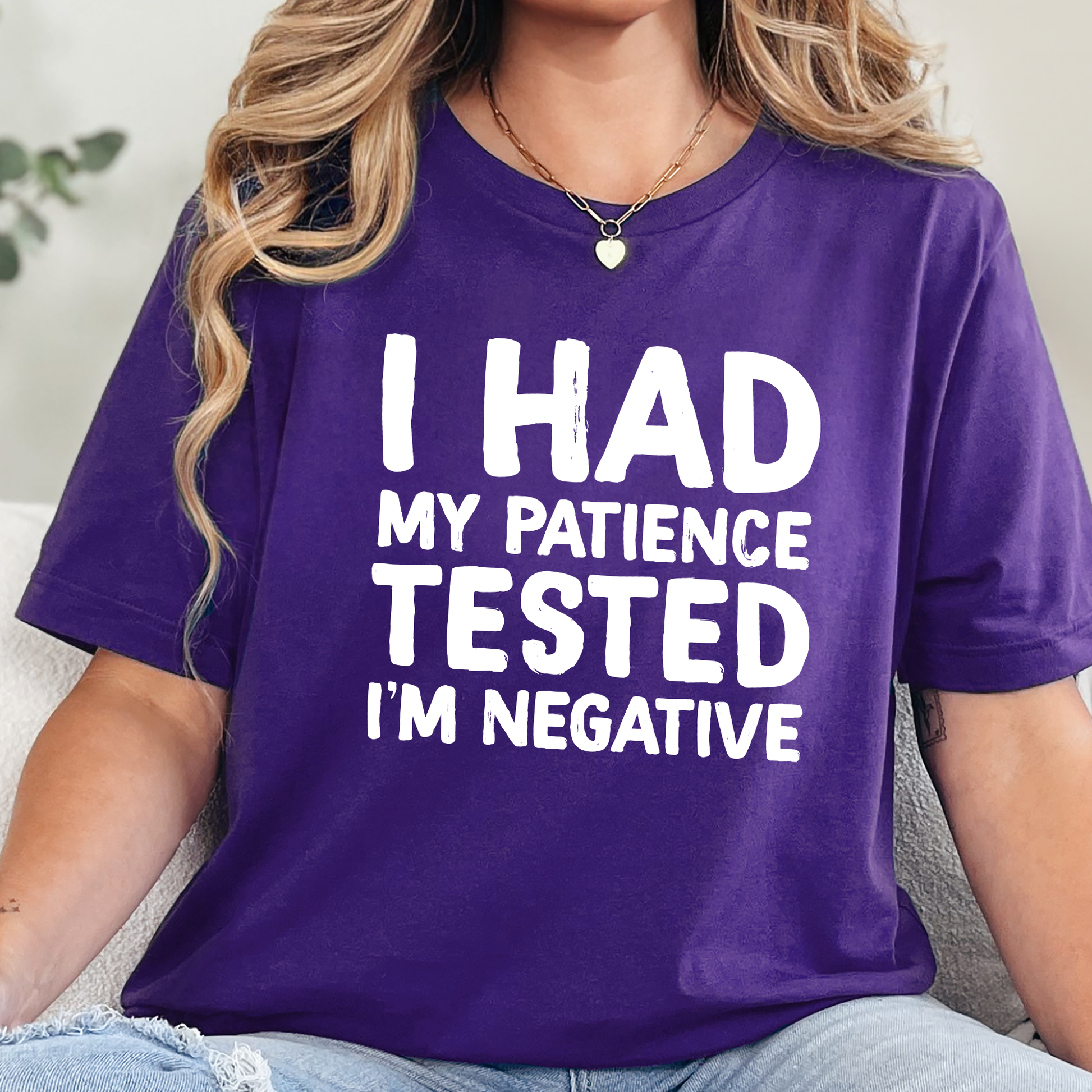 Wholesale Patience is Negative Graphic Tee - Team Purple Tee