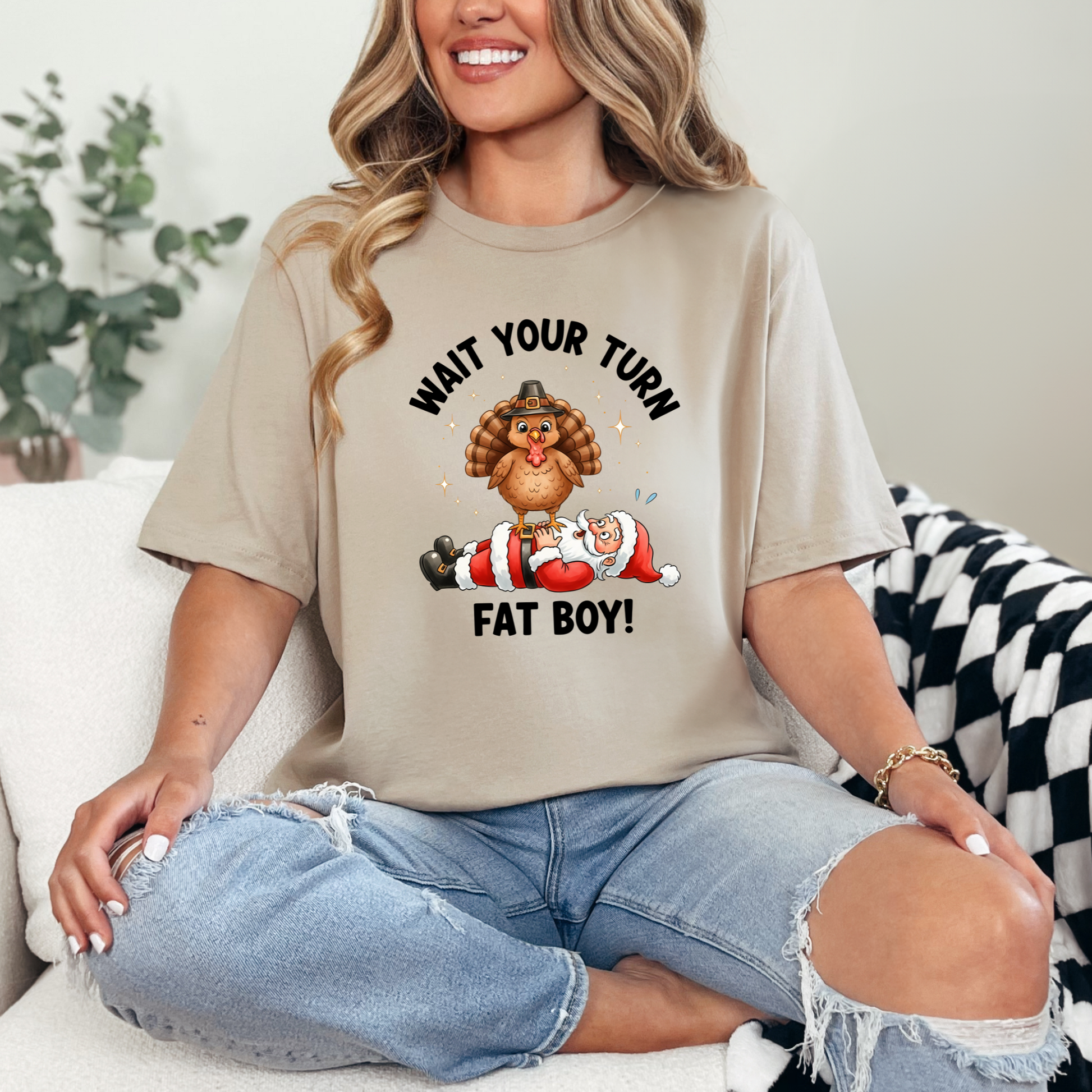 Wholesale Wait Your Turn Fat Boy Graphic Tee - Tan Tee
