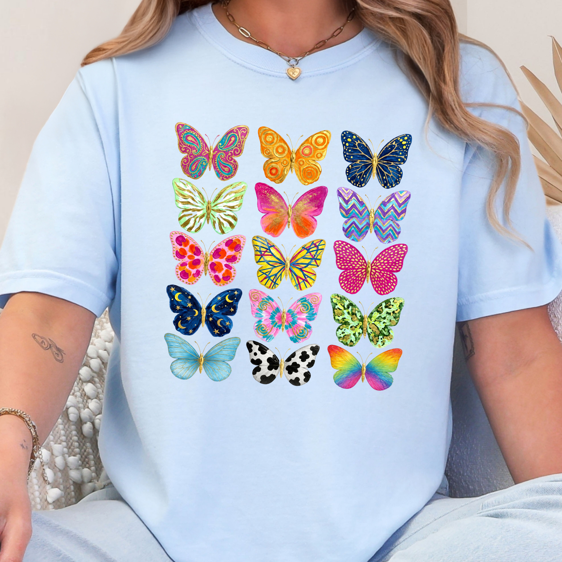 Wholesale Butterfly Grid Graphic Tee - CC Hydrangea Tee