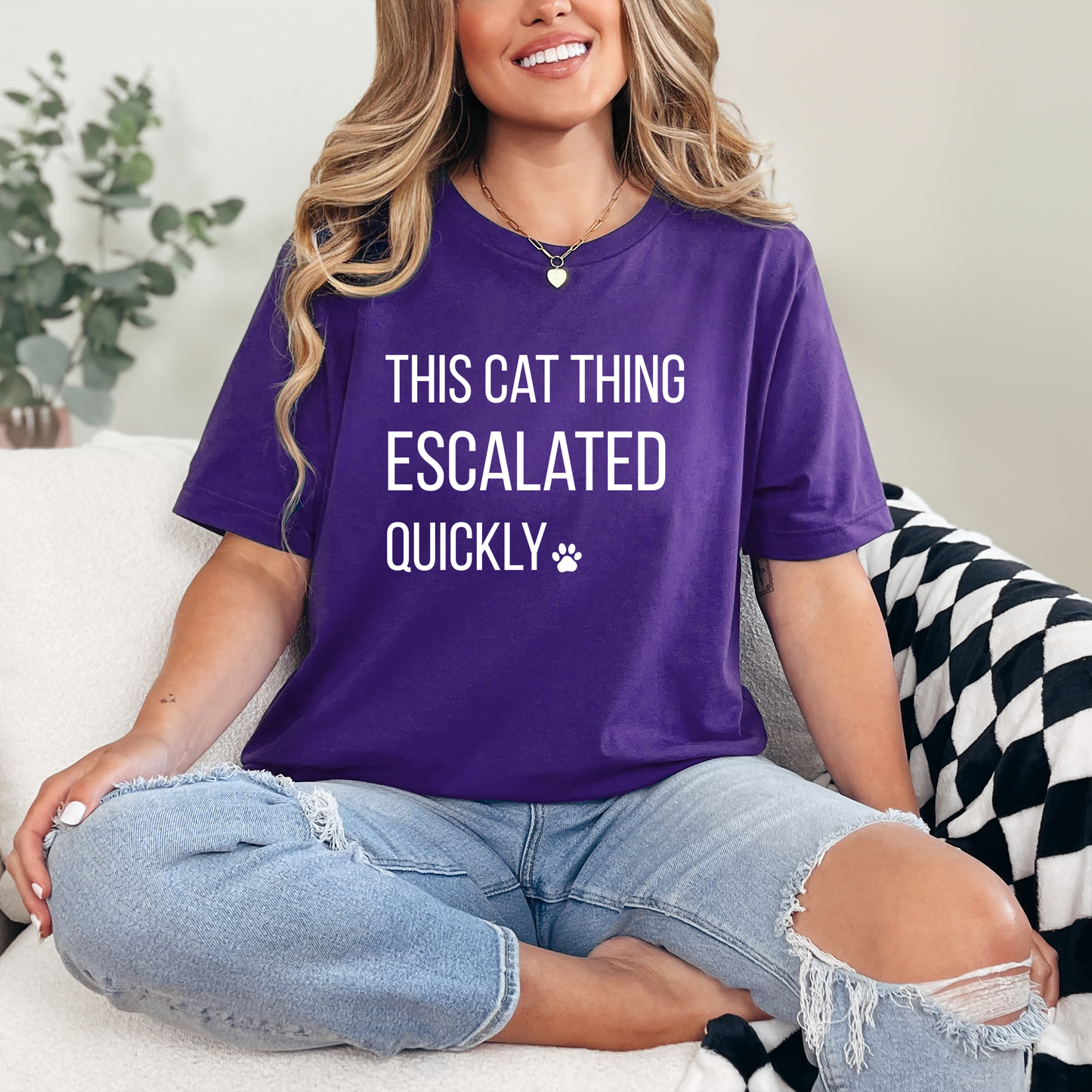Wholesale This Cat Thing Escalated Quickly Graphic Tee - Team Purple