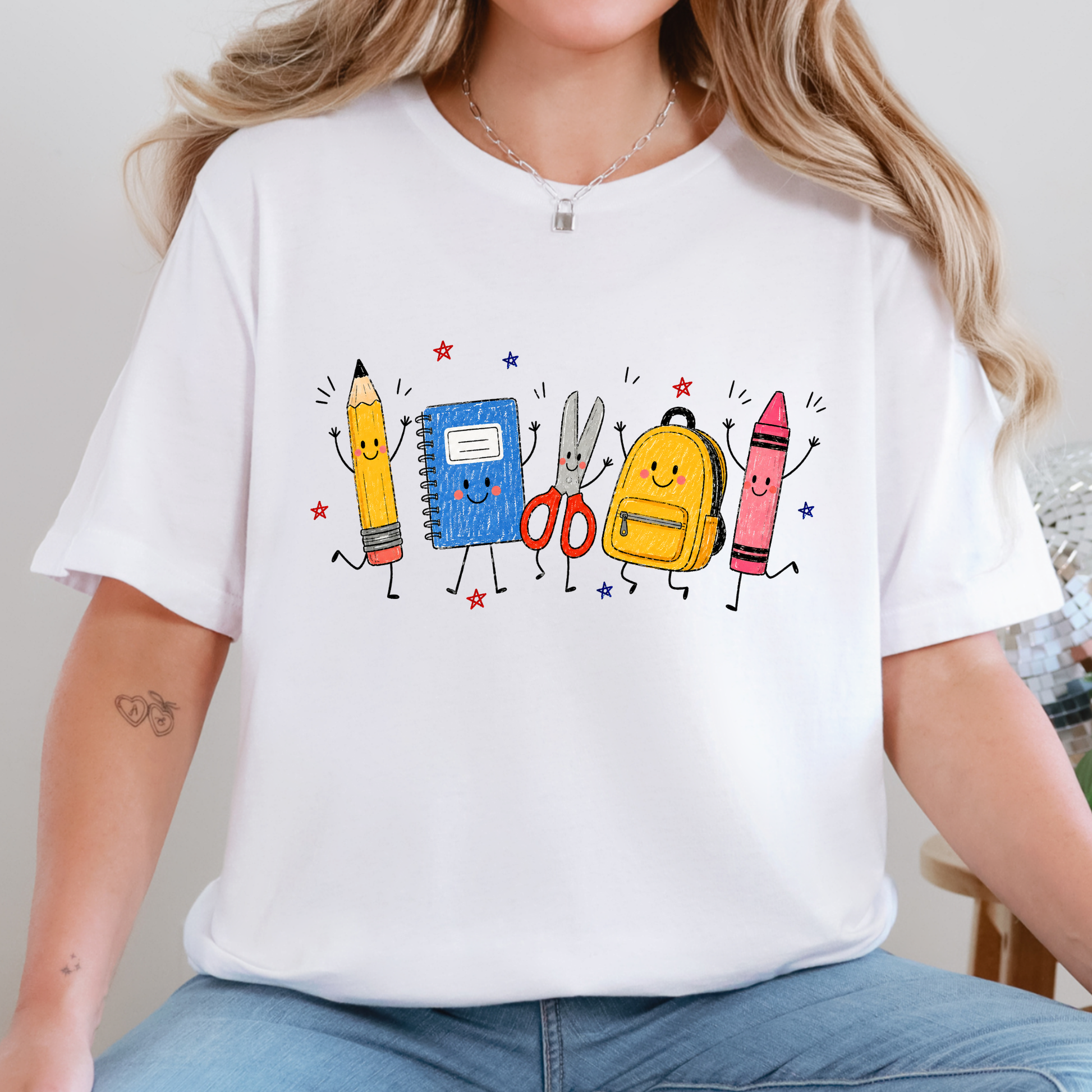 Wholesale Teacher Back to School Graphic Tee - White
