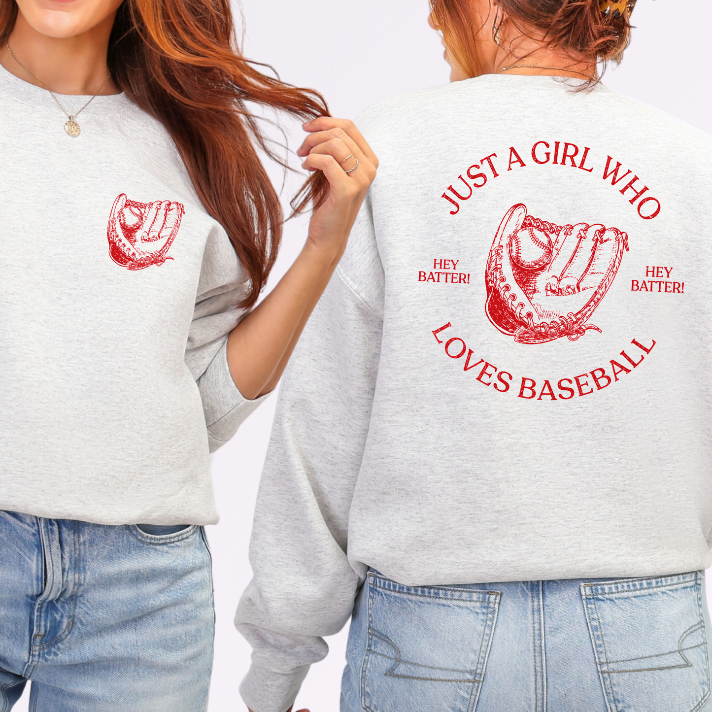 Wholesale Just a Girl Who Loves Baseball Graphic Tee - Ash Sweatshirt