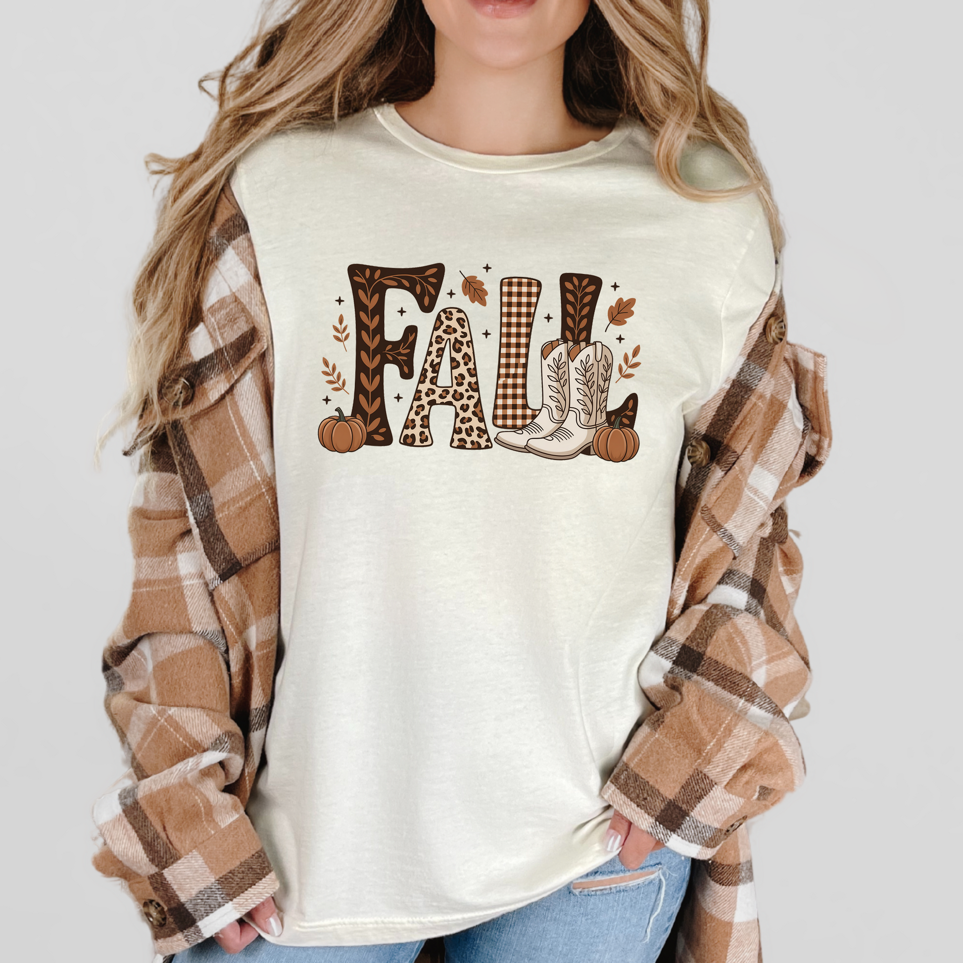 Wholesale Cowboy Fall Graphic Tee - Natural Tee