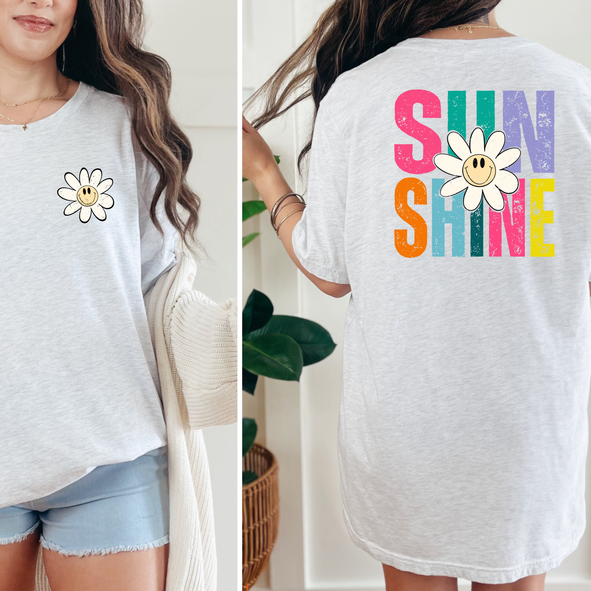 Wholesale Sunshine Daisy Graphic Tee - Ash