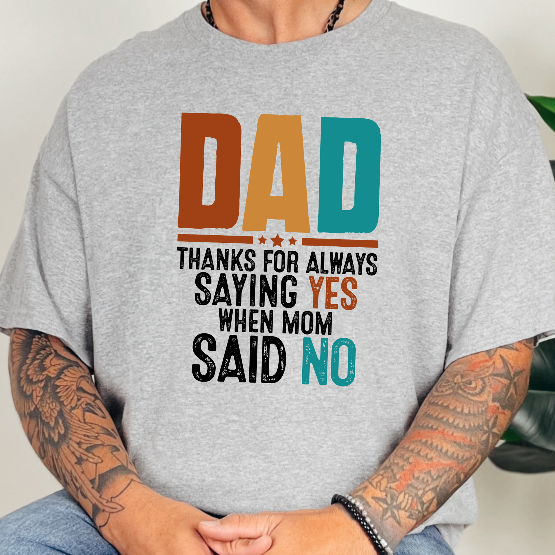 Wholesale Dad Always Saying Yes Graphic Tee - Grey Tee