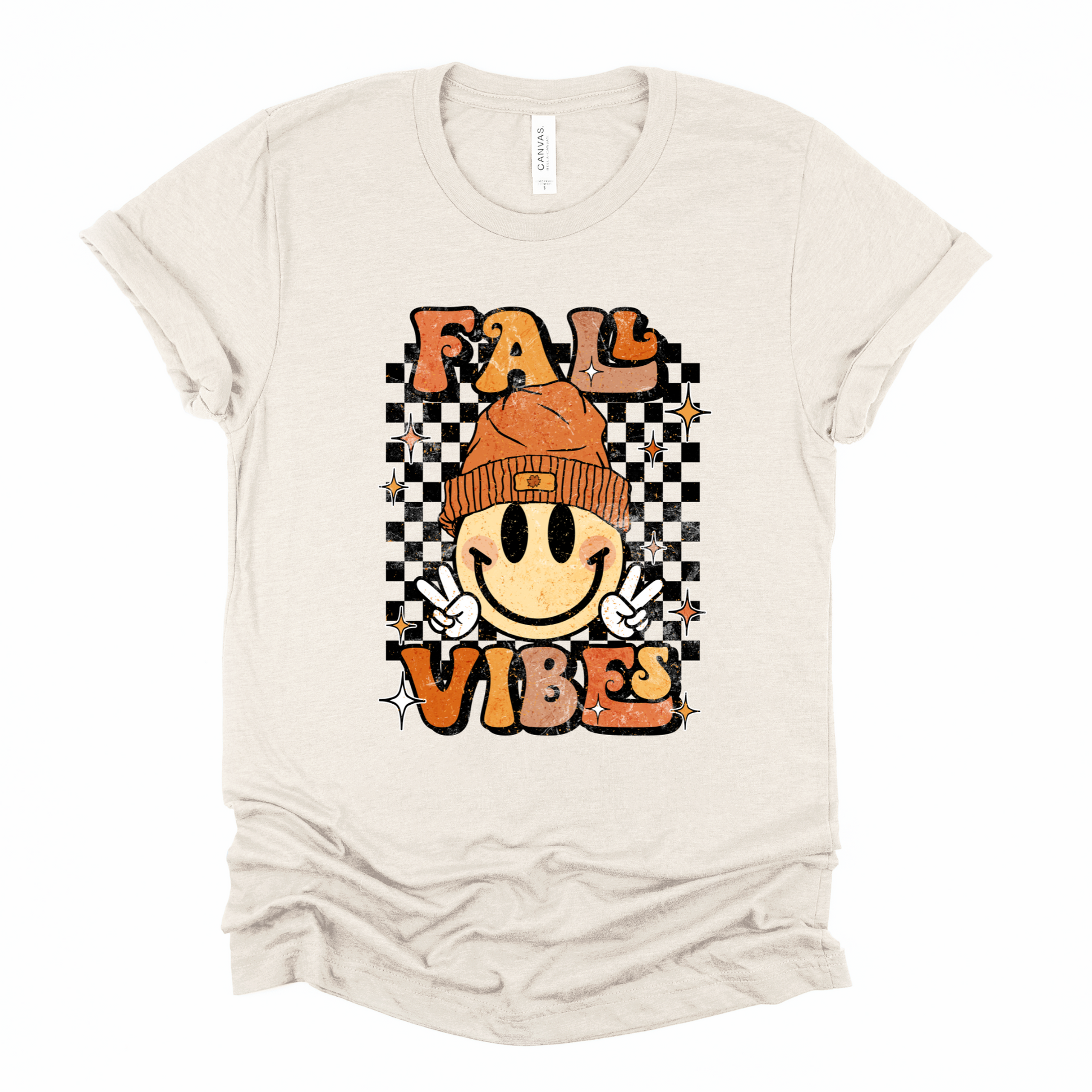 Wholesale Smiley Fall Vibes Graphic Tee - Ash Grey Sweatshirt