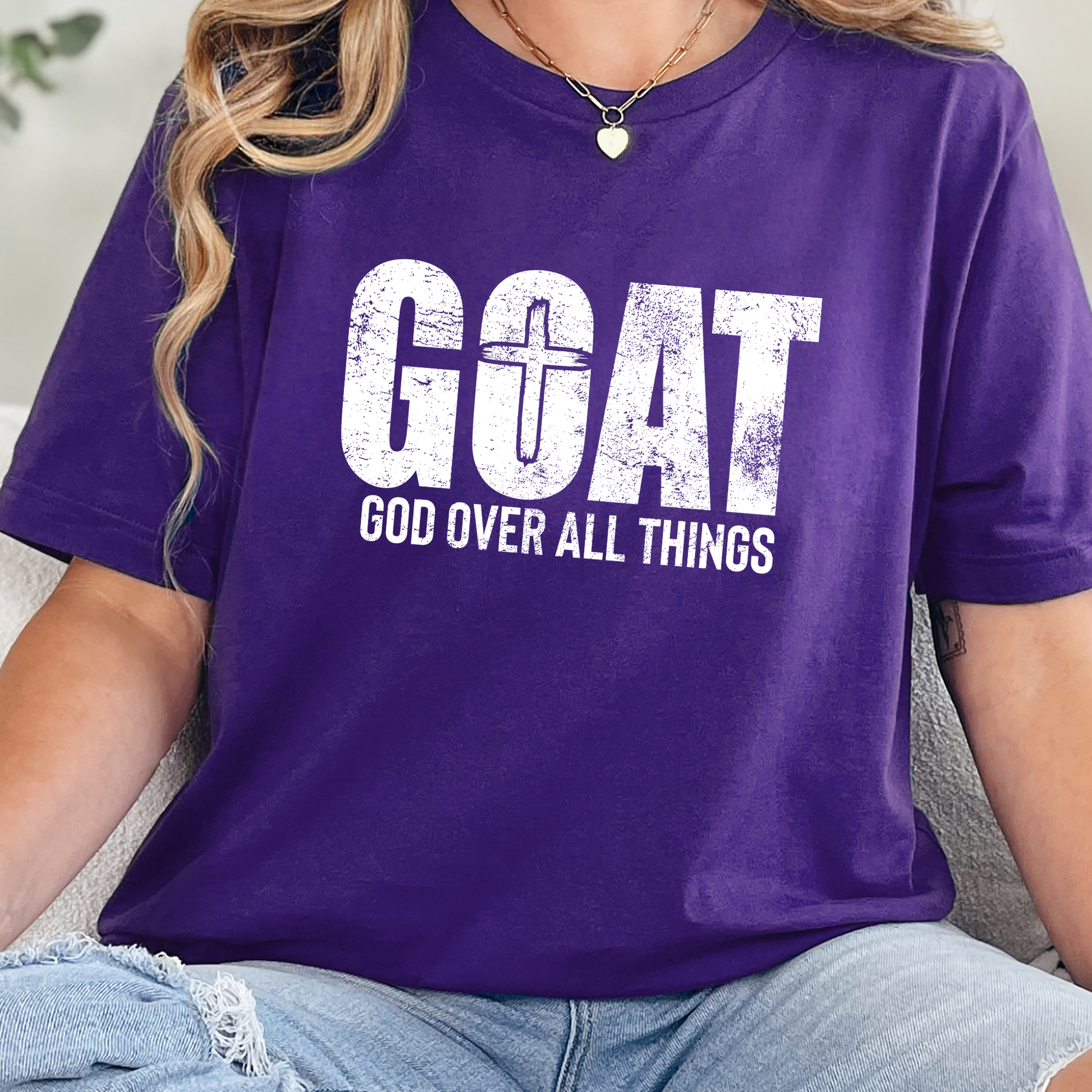 Wholesale GOAT God Over All Things Graphic Tee - Team Purple