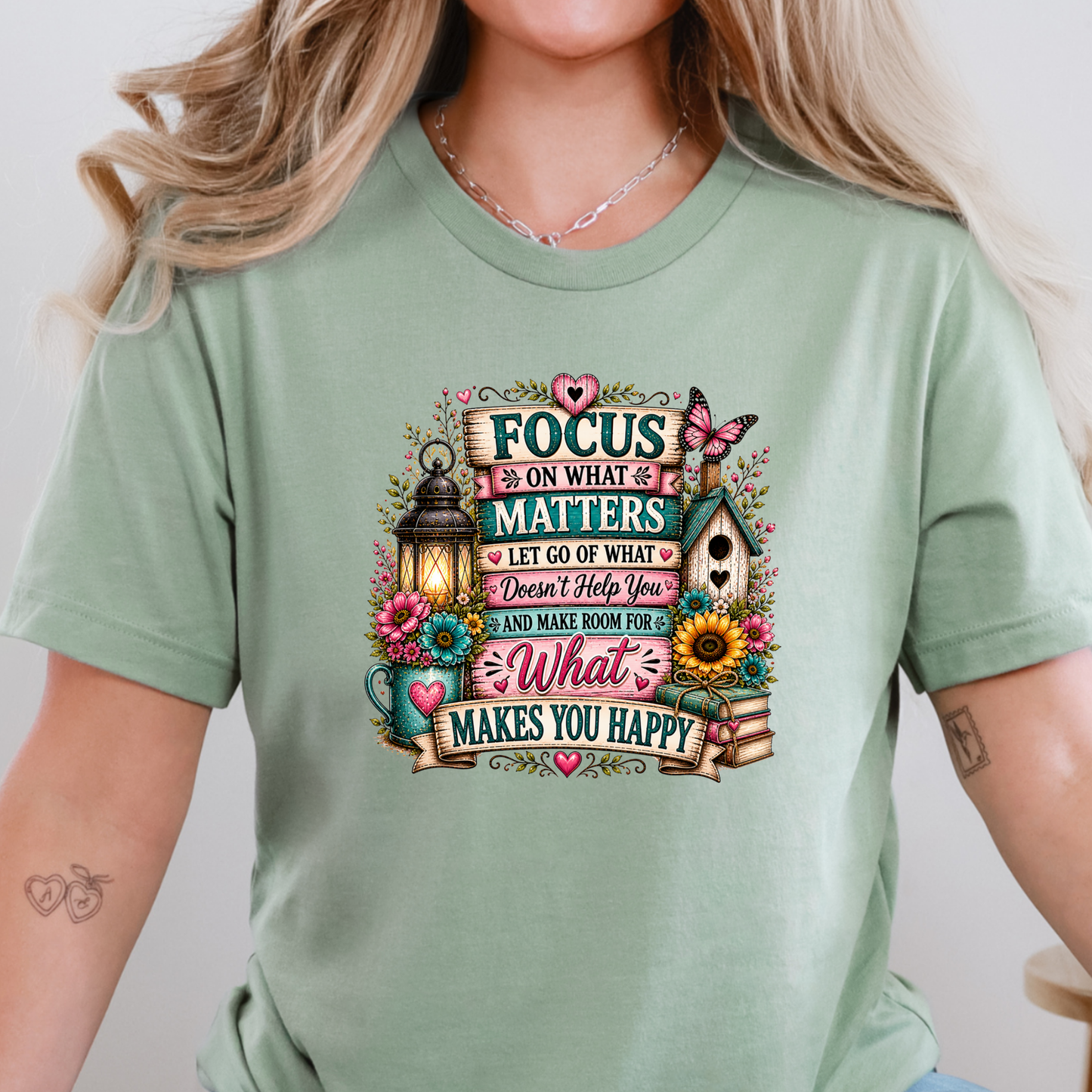 Wholesale Floral Inspiration Graphic Tee - Sage