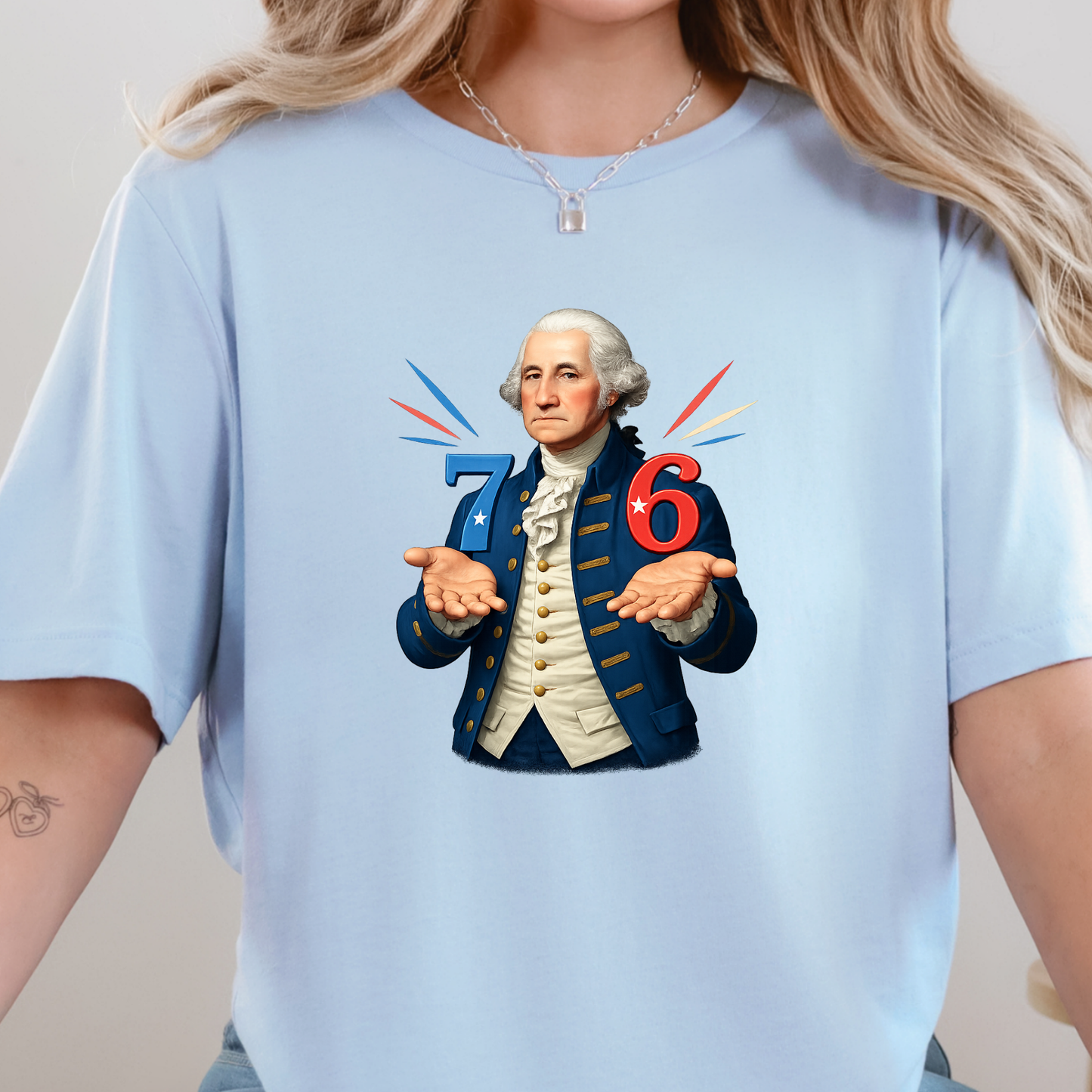 Wholesale George Washington 76 Graphic Tee - Baby Blue