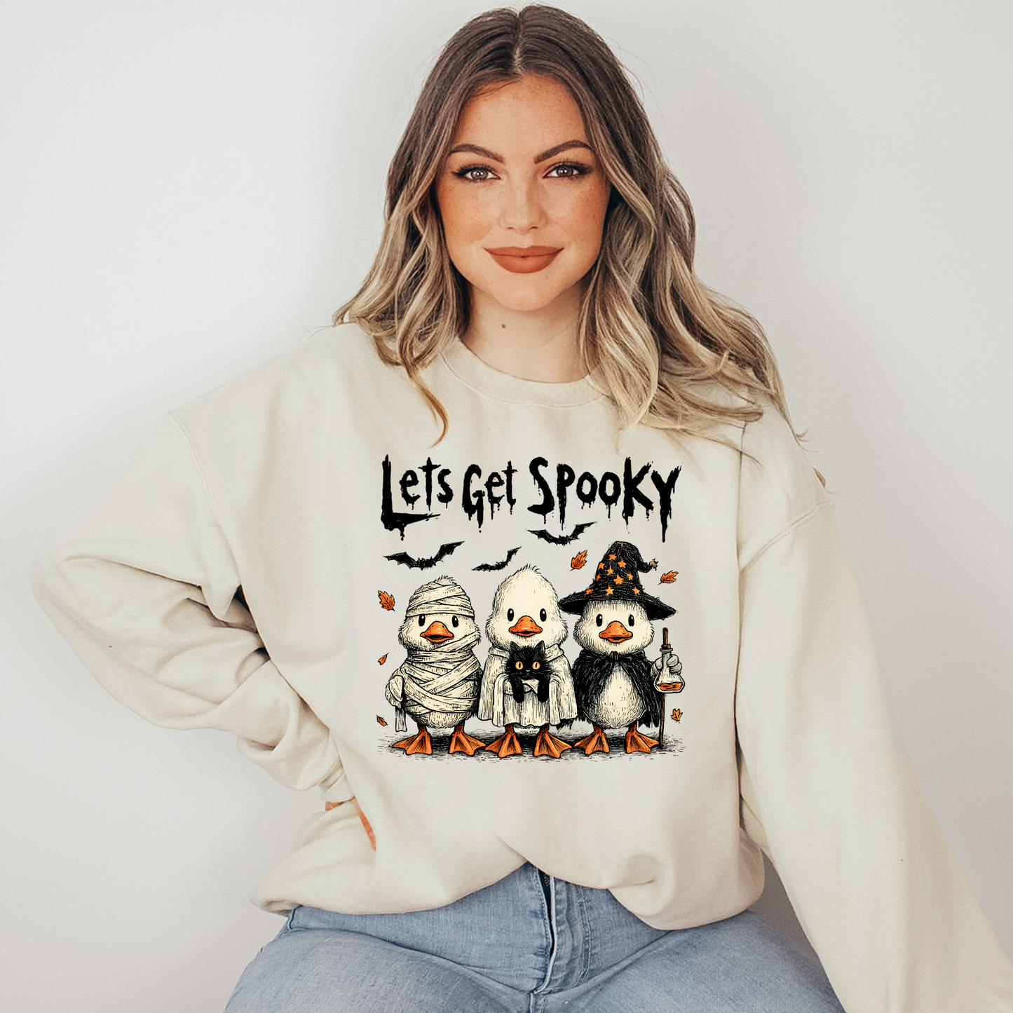 Wholesale Get Spooky Ducks Sweatshirt - Sand Sweatshirt