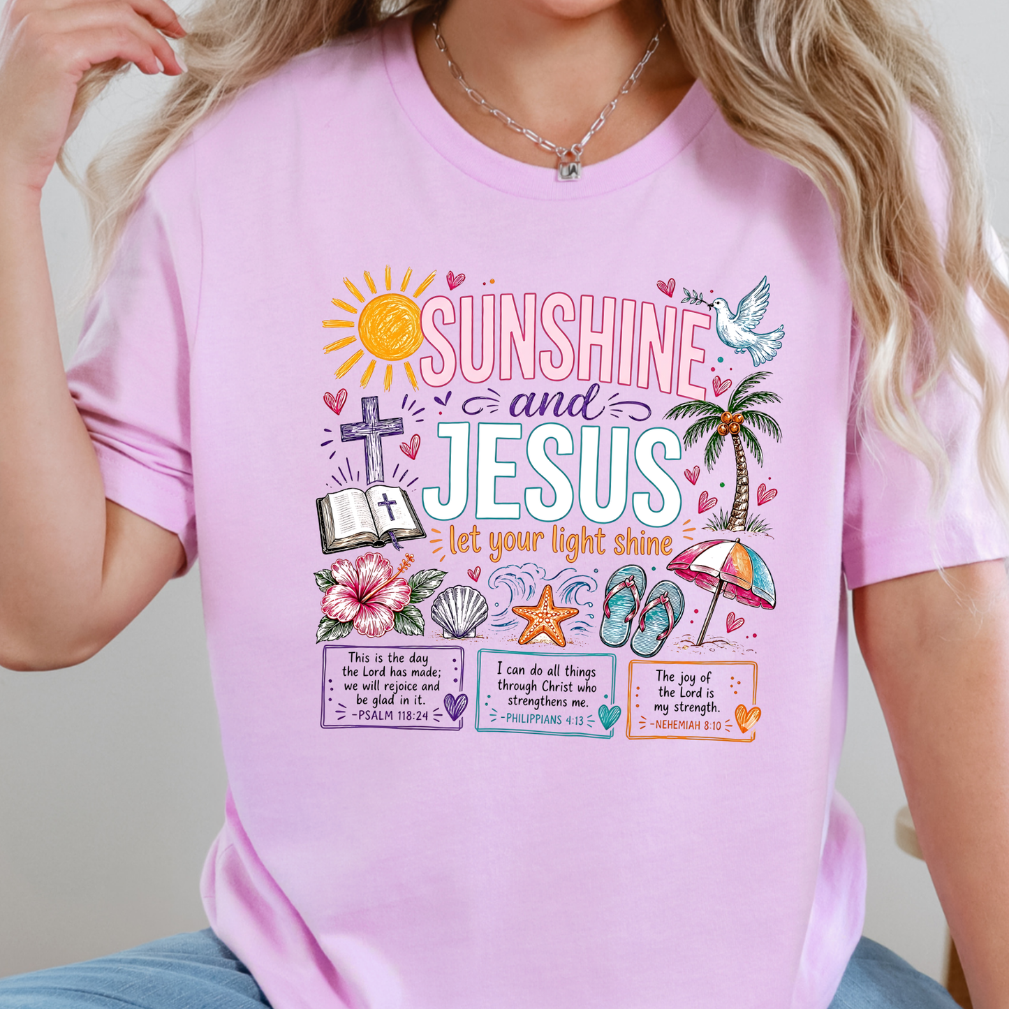 Wholesale Sunshine and Jesus Graphic Tee - Lilac