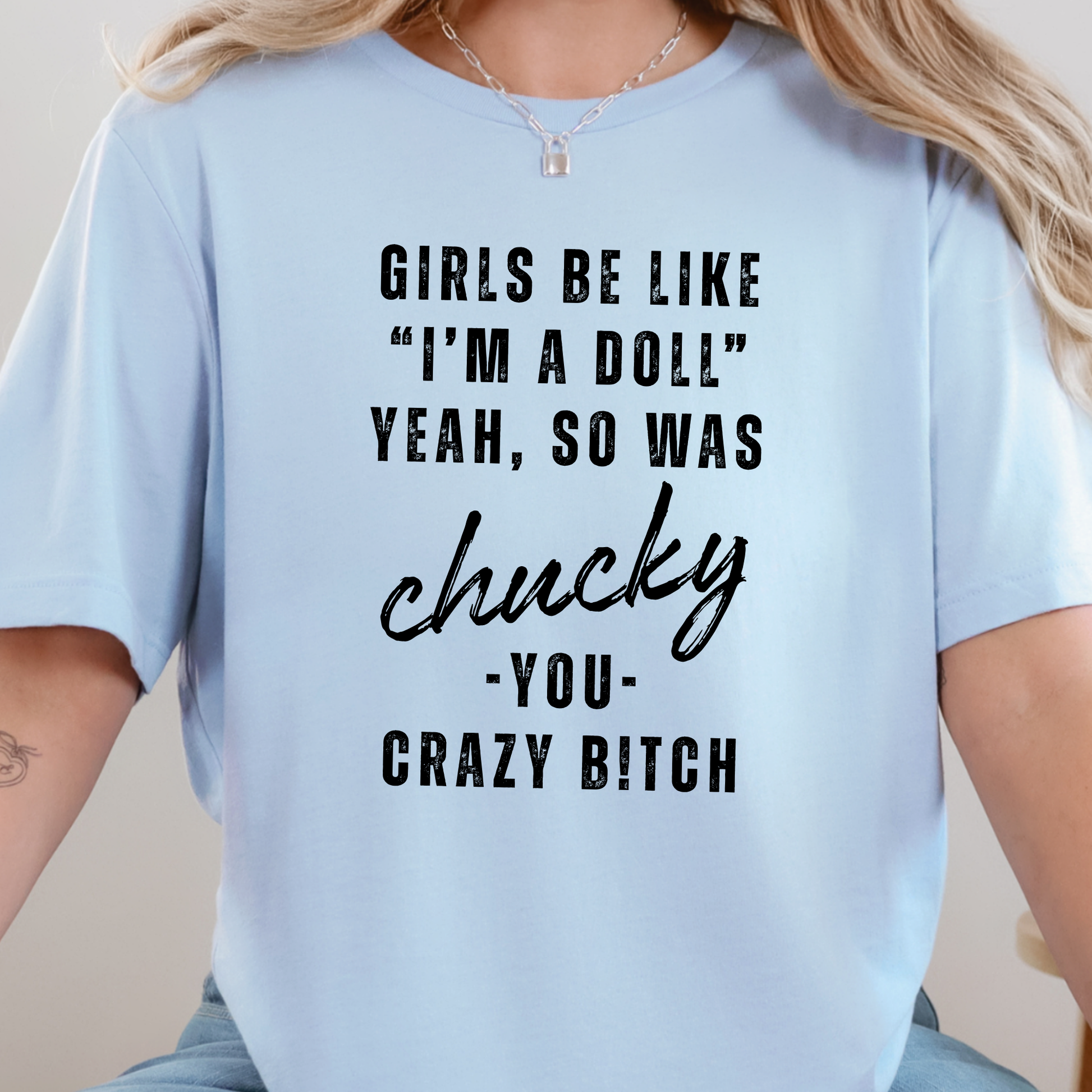 Wholesale I'm A Doll Graphic Tee - Baby Blue