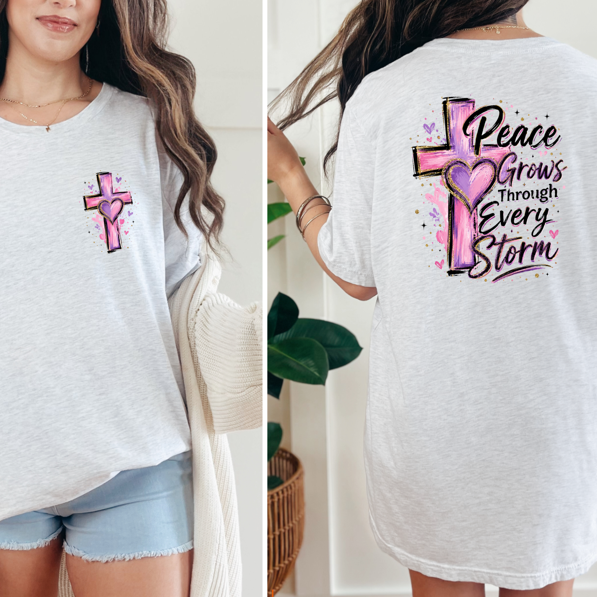 Wholesale Peace Grows Through Every Storm Graphic Tee - Ash