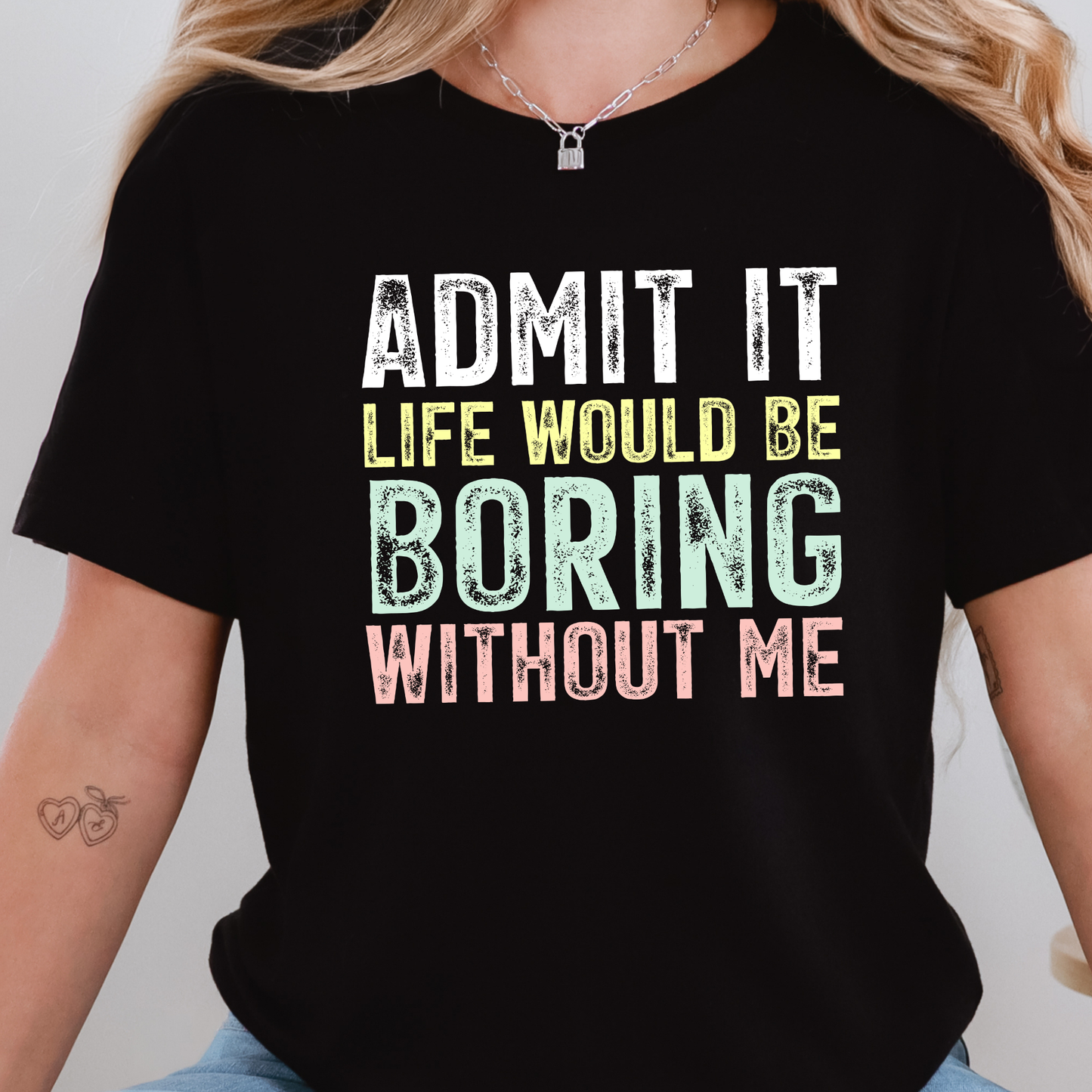 Wholesale Boring Without Me Graphic Tee - Black Tee