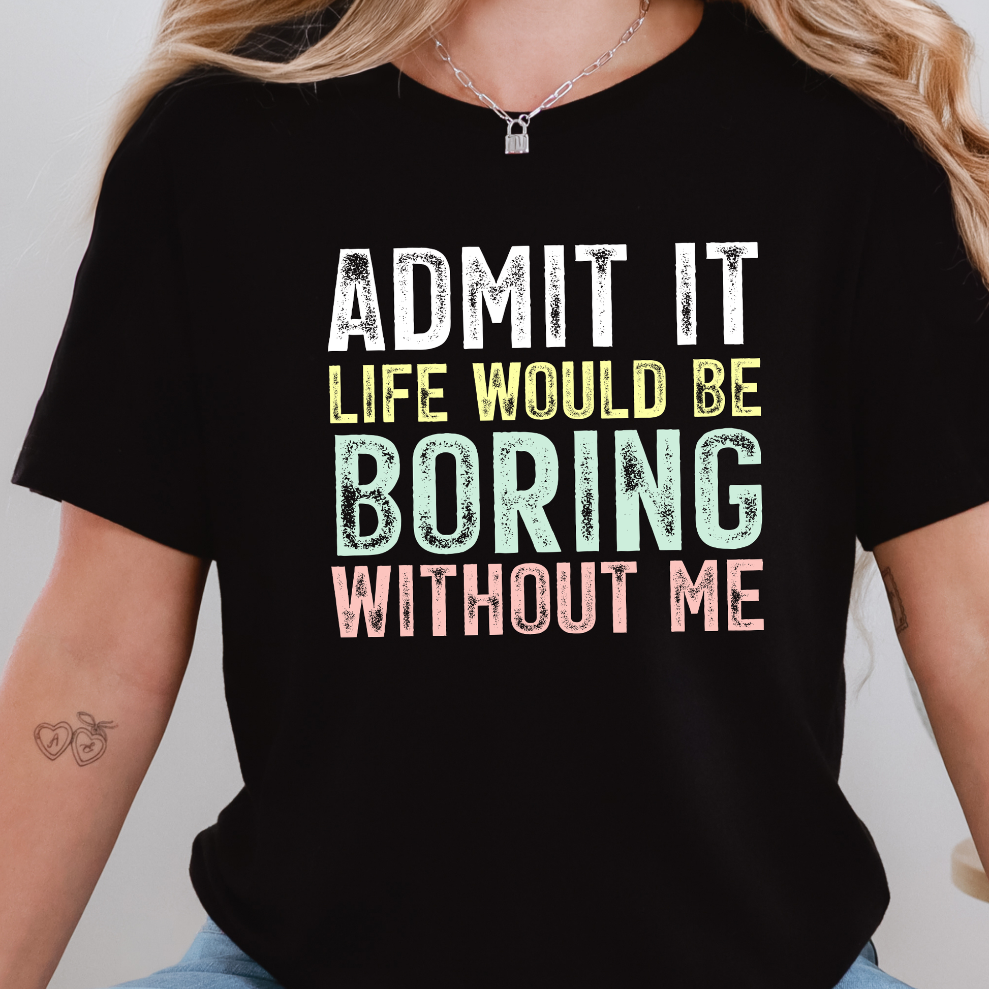 Wholesale Boring Without Me Graphic Tee - Black Tee