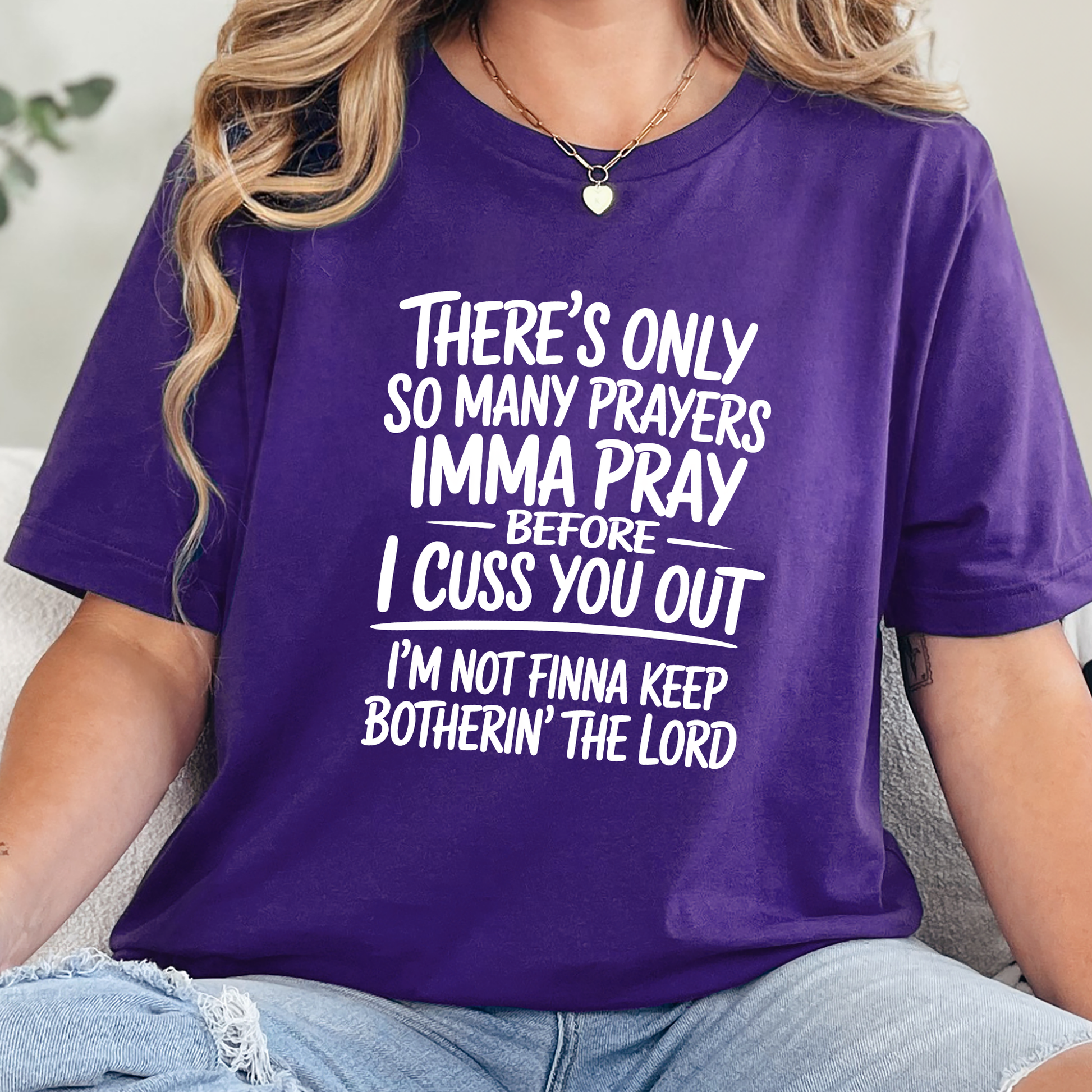 Wholesale Pray Before I Cuss Graphic Tee - Team Purple