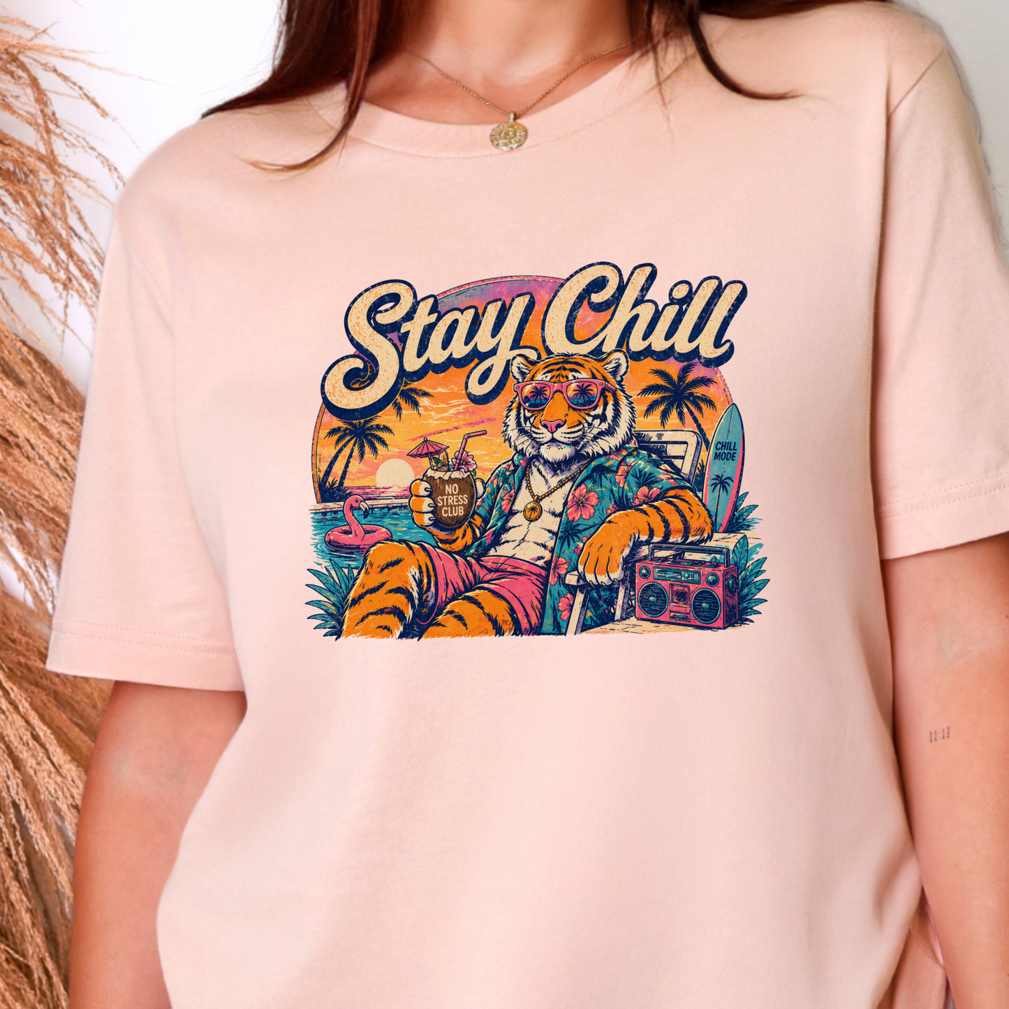 Wholesale Stay Chill Graphic Tee - Peach Tee