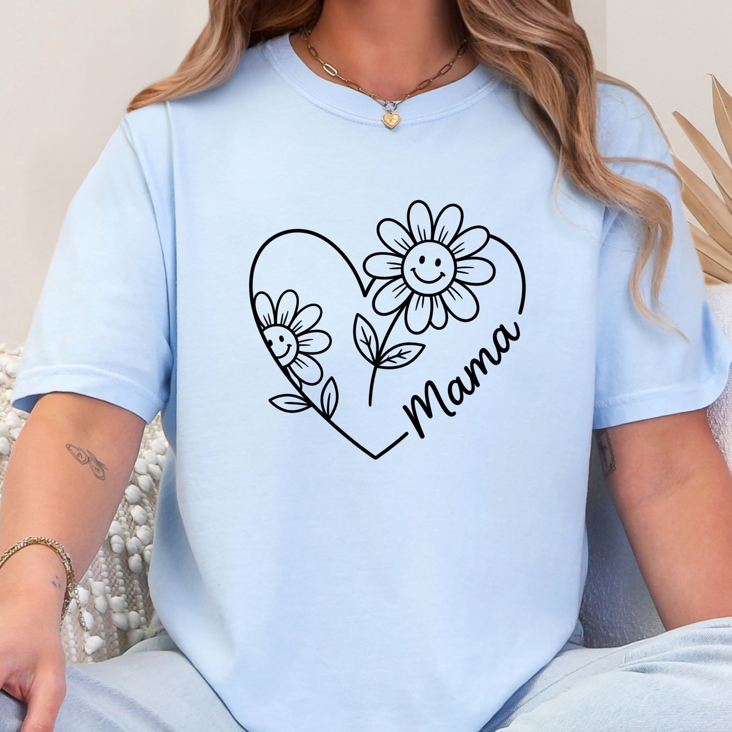 Wholesale Retro Mama Heart Flowers Graphic Tee - CC Hydrangea Tee