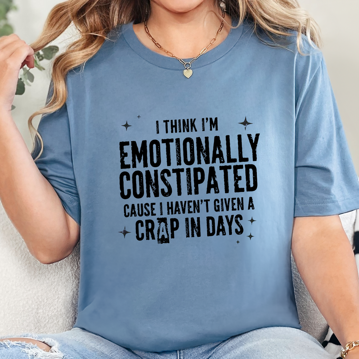 Wholesale Emotionally Constipated Graphic Tee - Steel Blue
