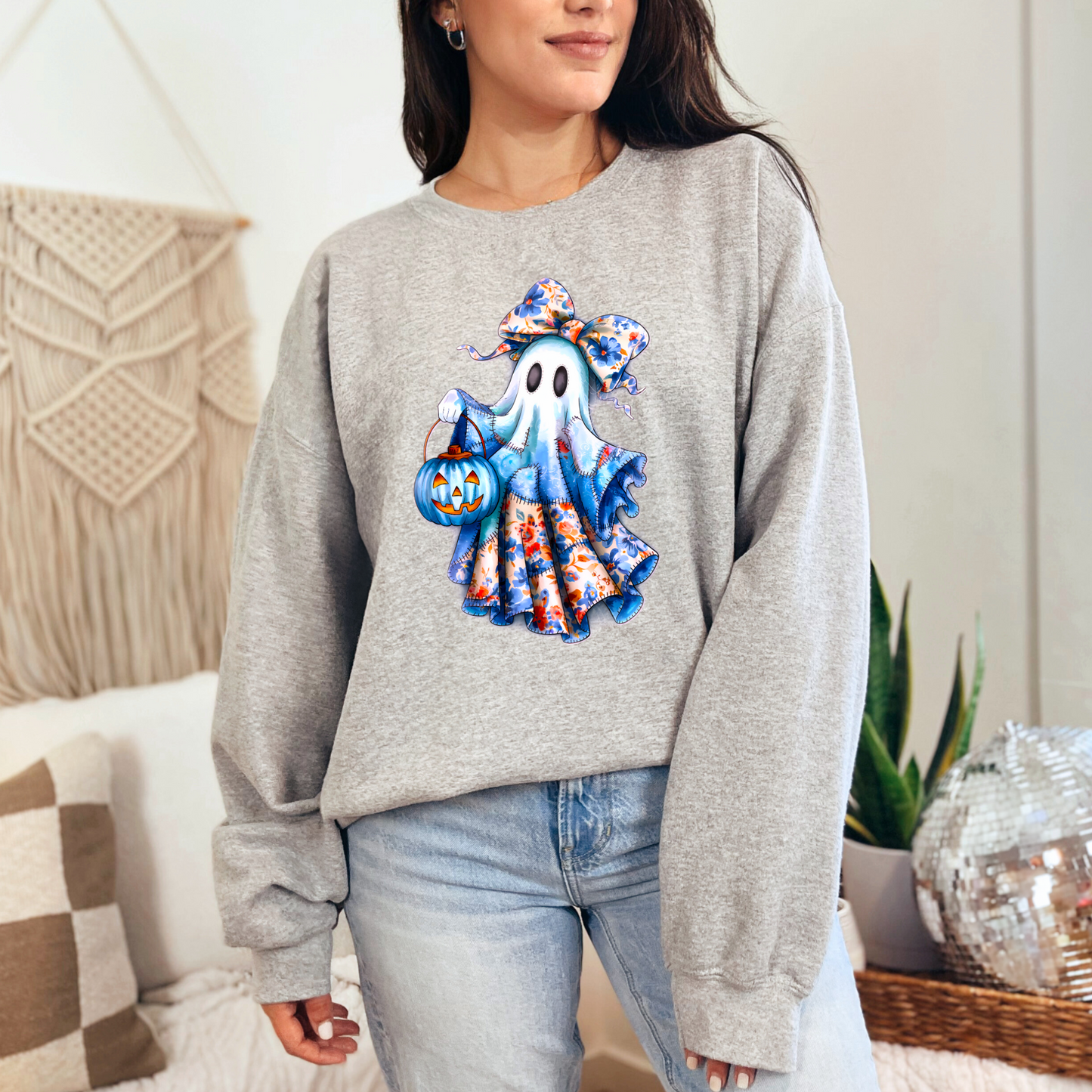 Wholesale Ghost Patchwork Sweatshirt - Ash Sweatshirt