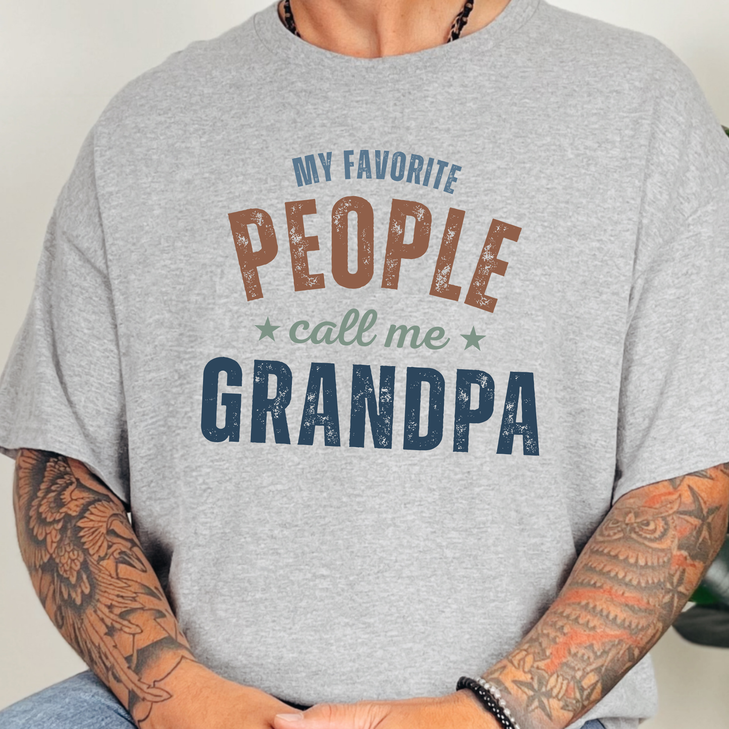 Wholesale Custom My Favorite People Graphic Tee - Grey Tee